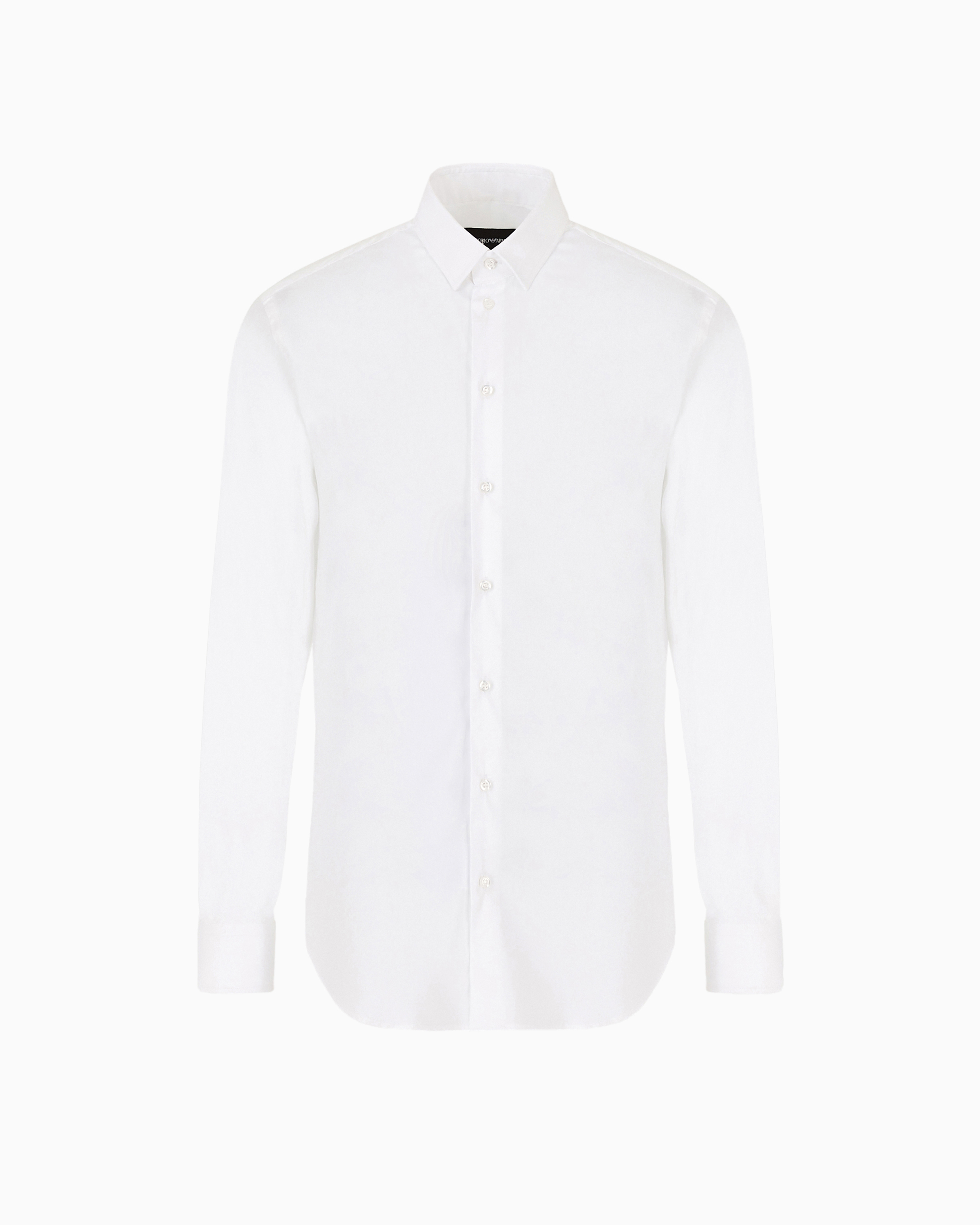 Emporio Armani - Stretch cotton poplin shirt, Man, White, Size: