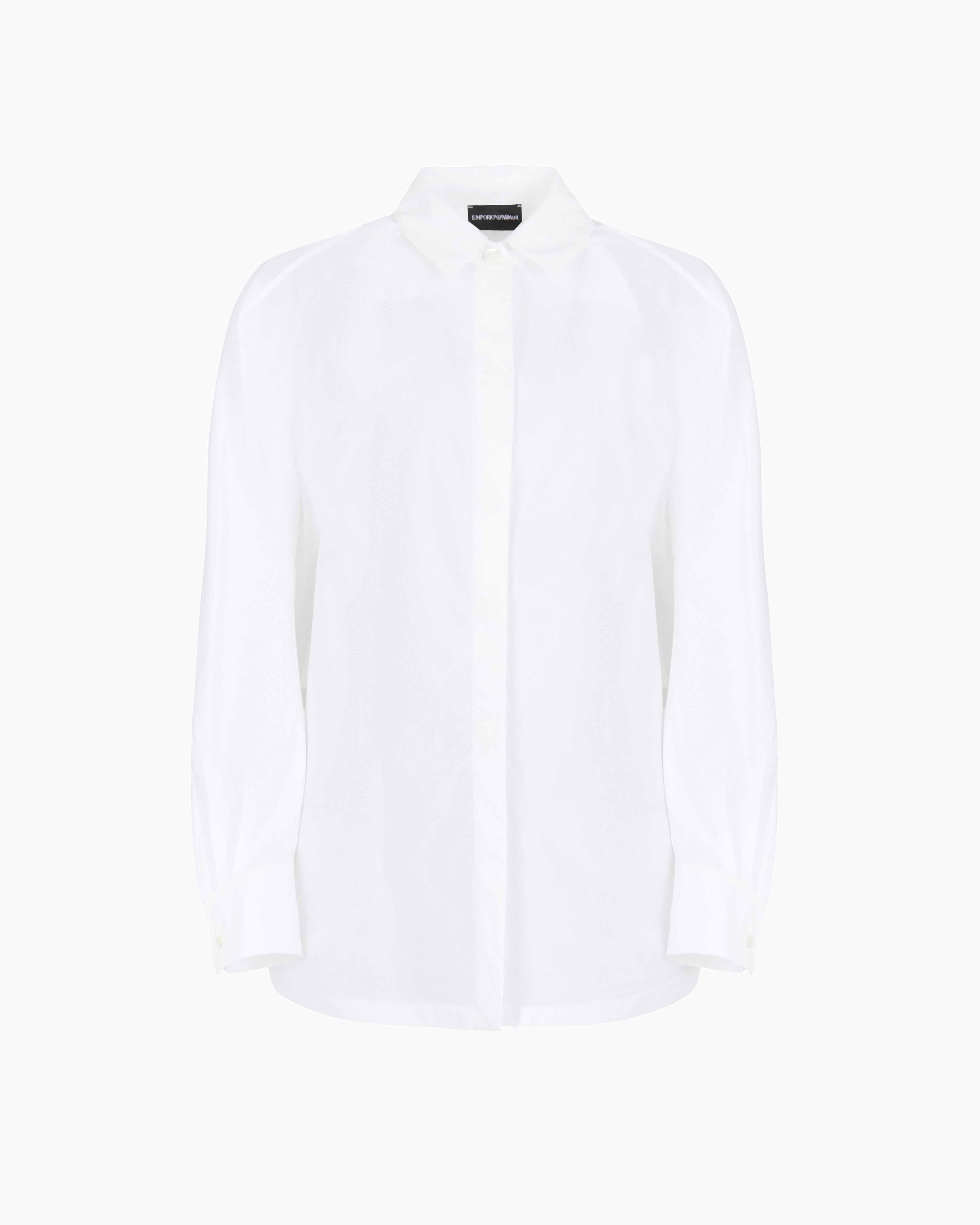 Emporio Armani - Oversized shirt with poplin flap on the back, Woman, White, Size: