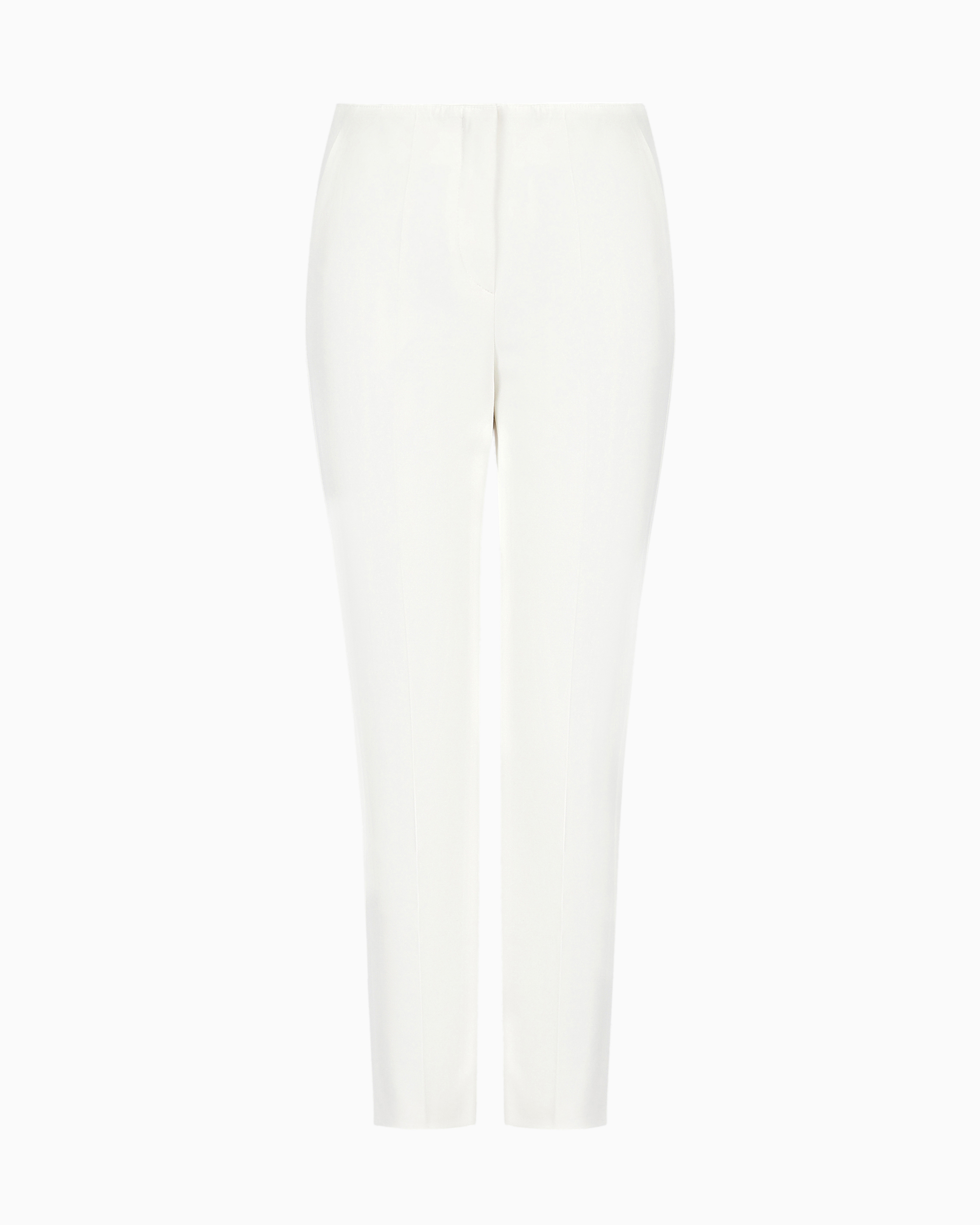 Emporio Armani - Stretch gabardine 7/8 trousers, Woman, White, Size: