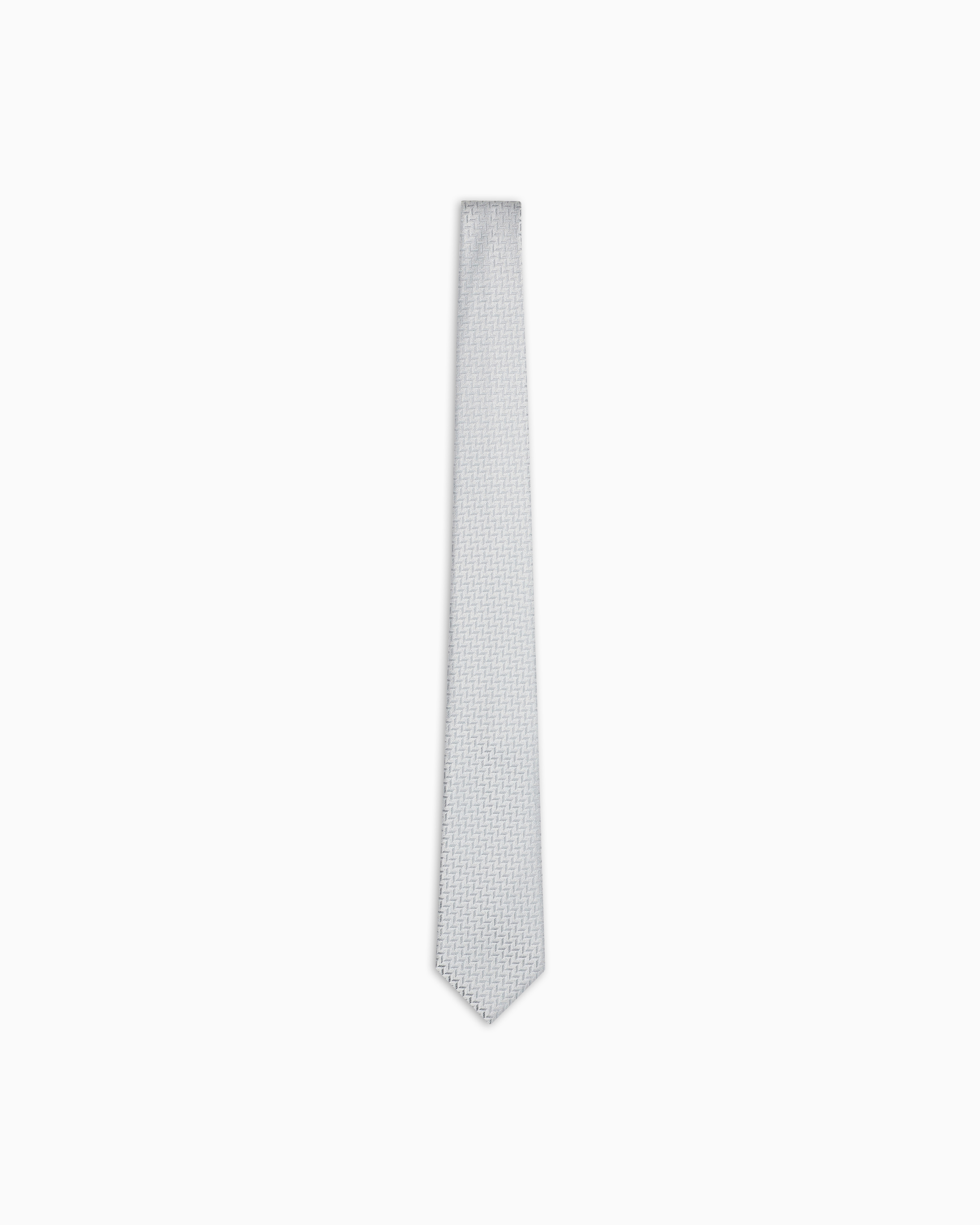 Emporio Armani - Silk-blend tie with jacquard chevron motif, Man, Grey, Size: TU