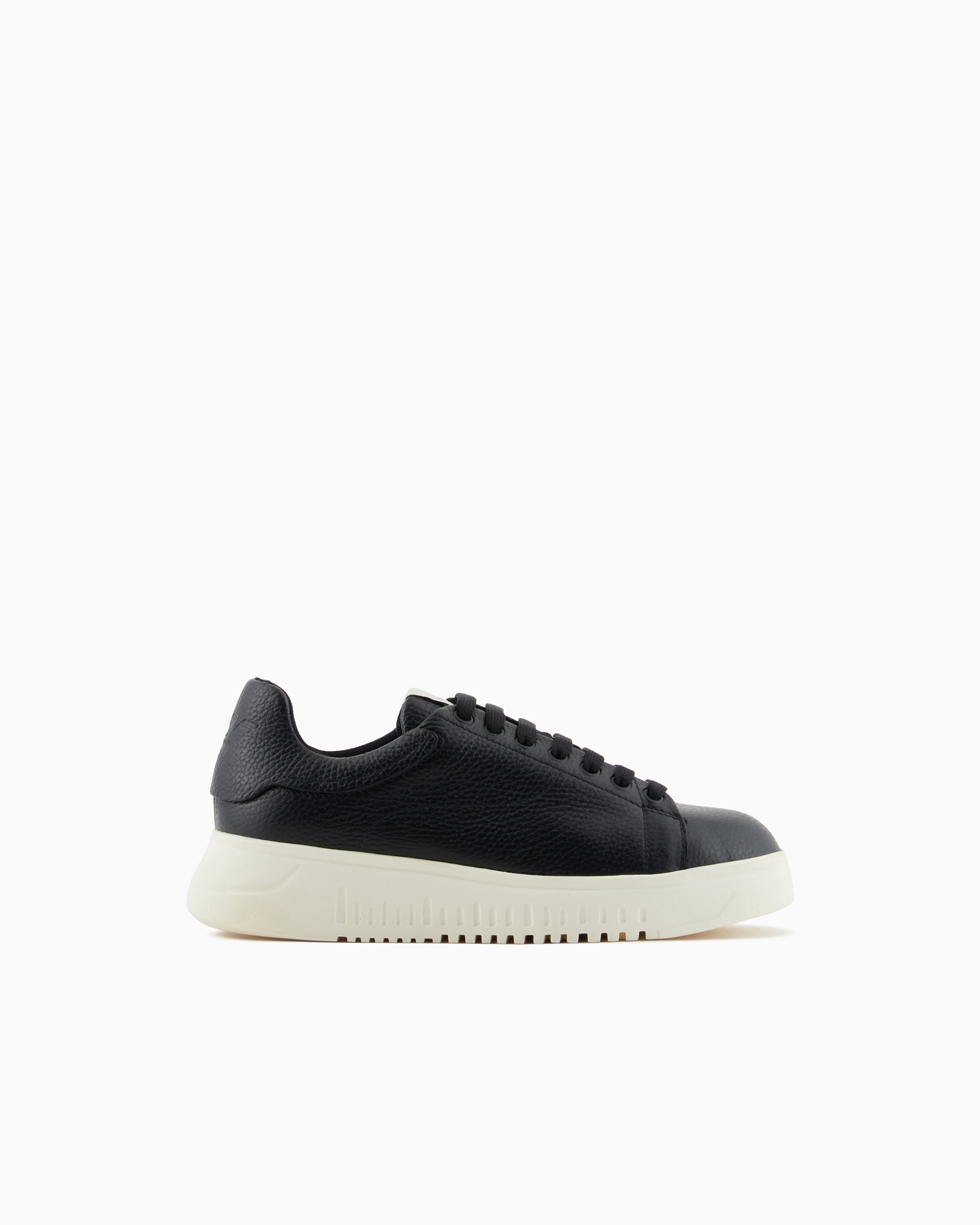 Emporio Armani - Tumbled leather sneakers, Woman, Black, Size: