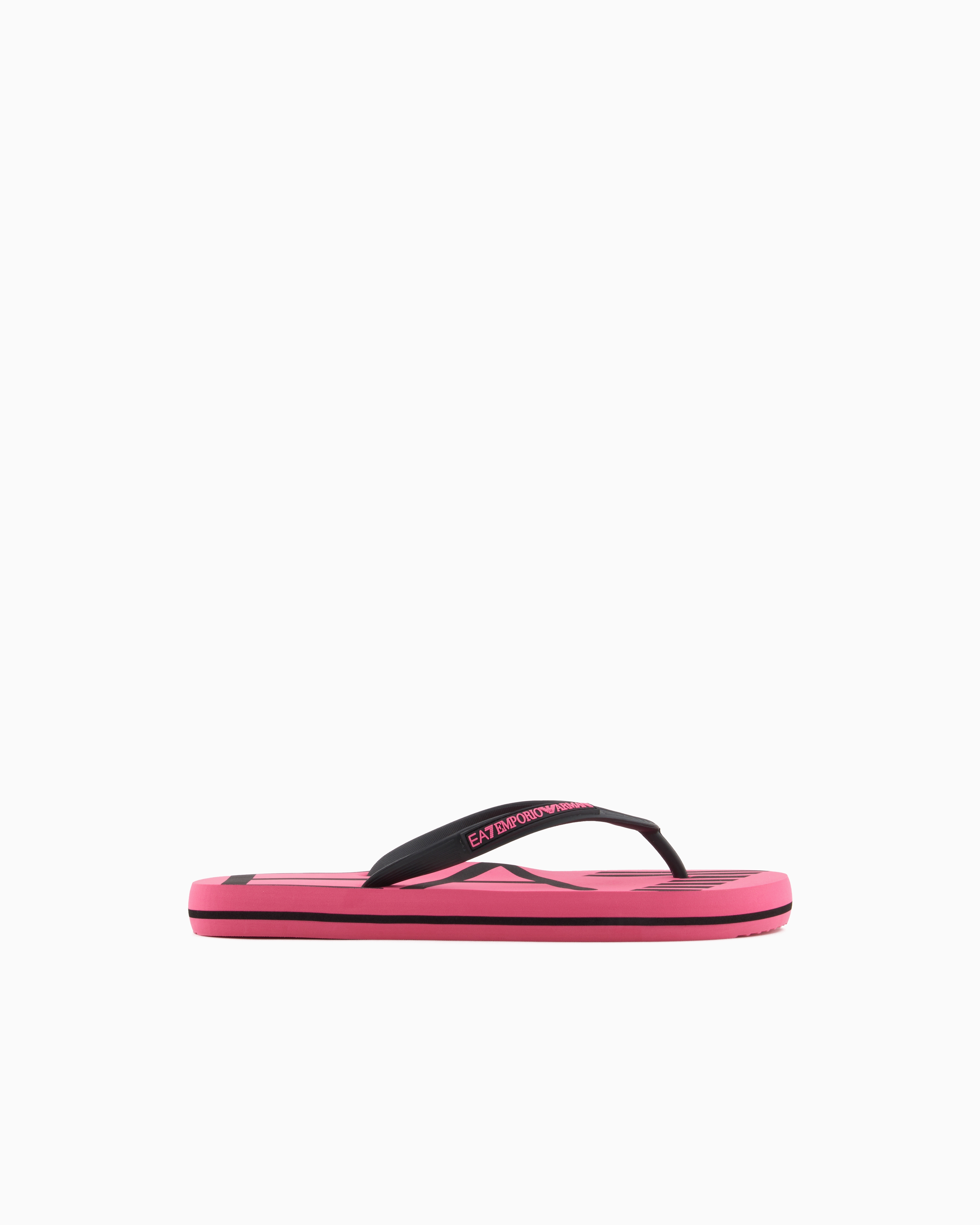 Ea7 Unisex Fuchsia Rubber Flip-Flops With Logo Size 41