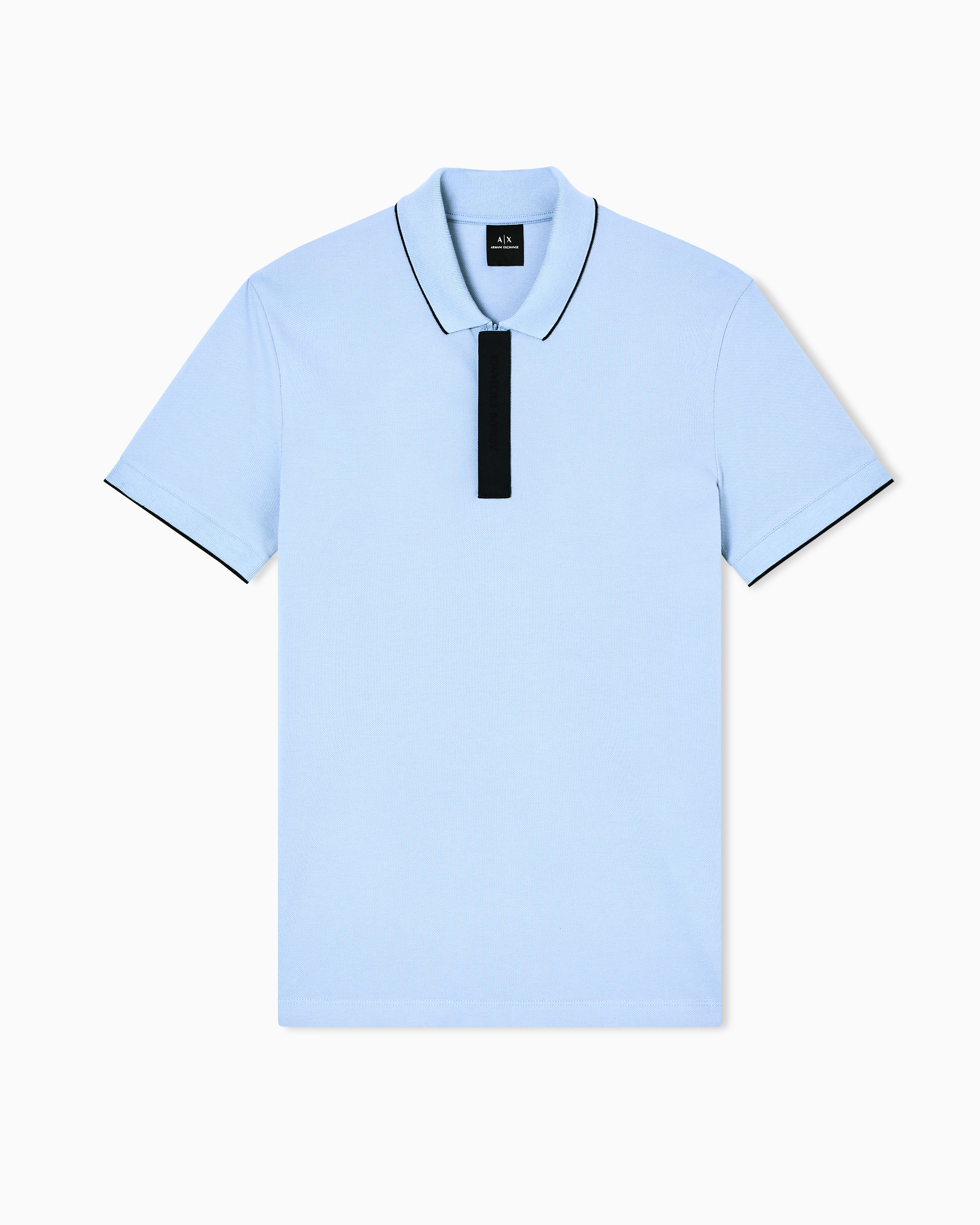 Armani Exchange - Slim fit polo with button insert, Man, Light_blue, Size: