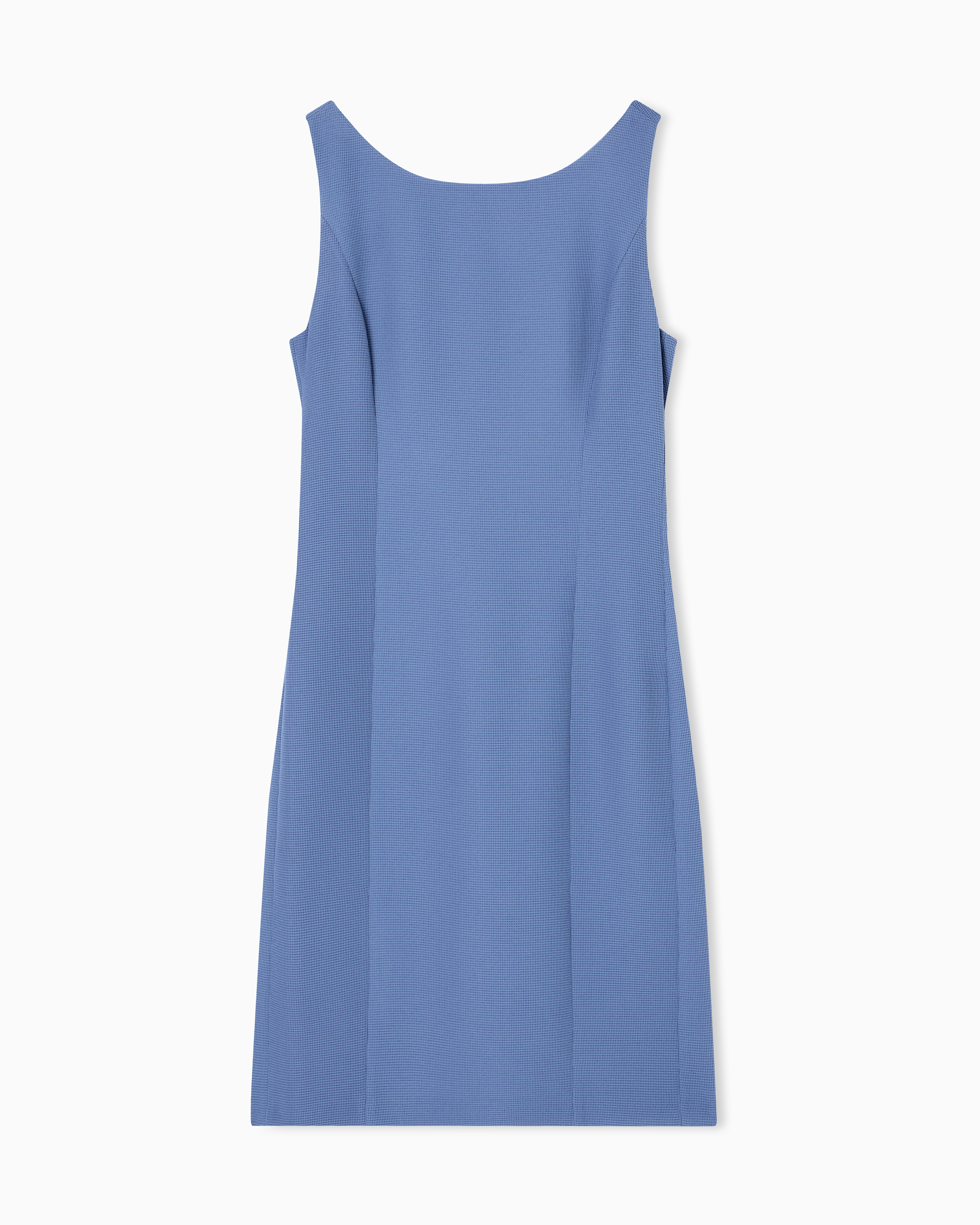 Emporio Armani - Waffle-weave technical fabric sheath dress, Woman, Light Blue, Size: