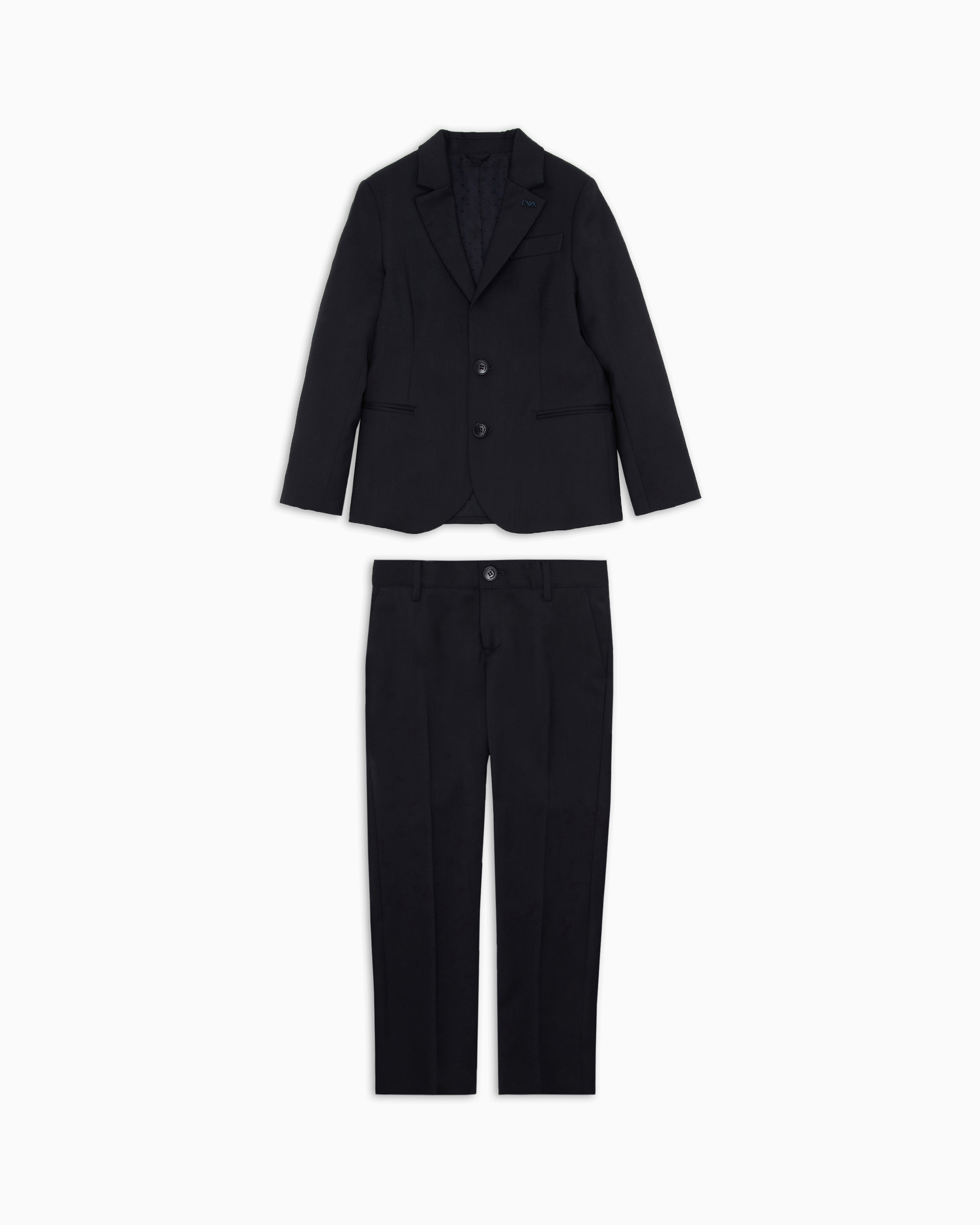 Emporio Armani - Single-breasted suit light virgin wool, Boy, Navy Blue, Size:
