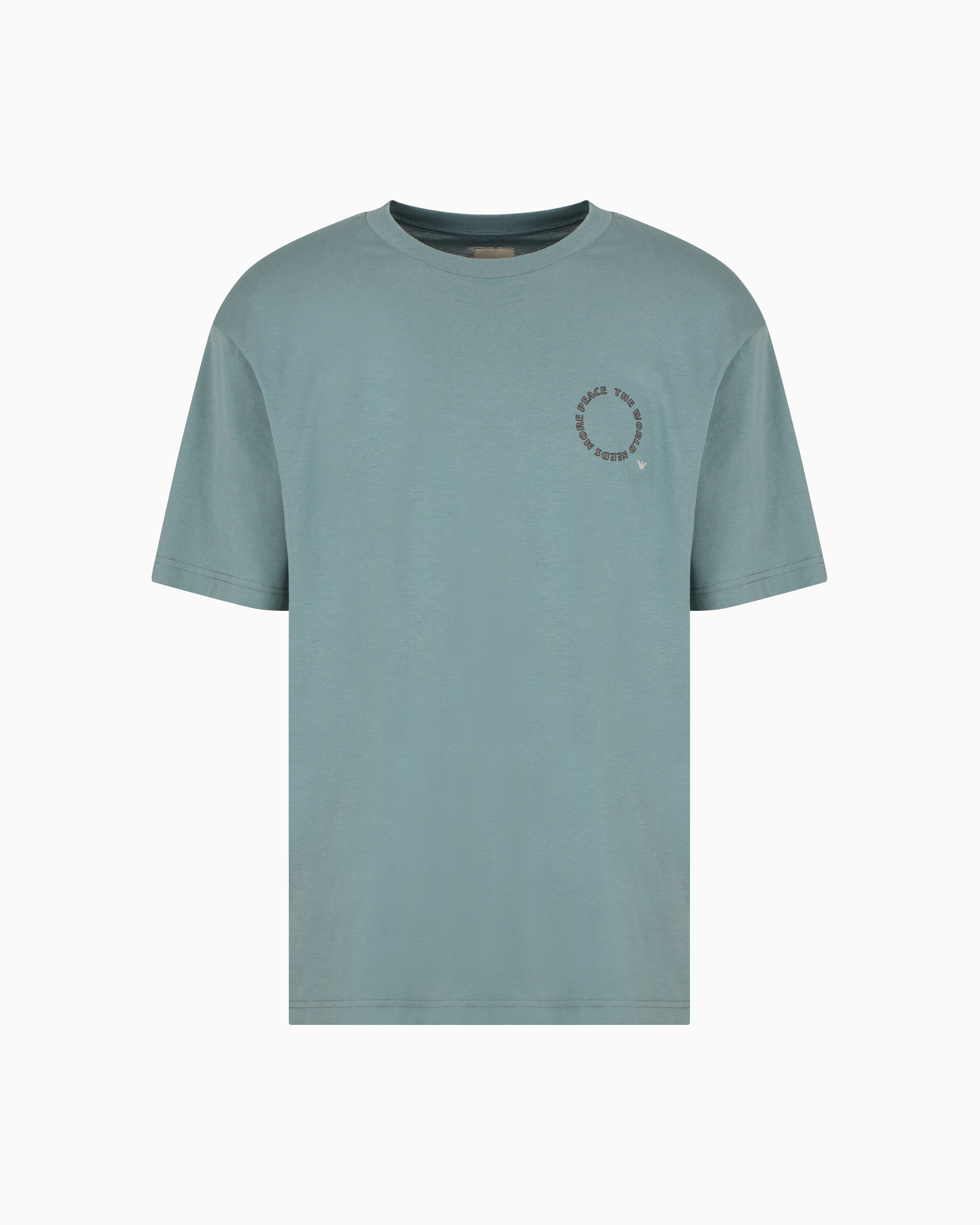 Emporio Armani - ASV jersey T-shirt with oversized print from the Peace capsule collection, Man, Blue, Size: