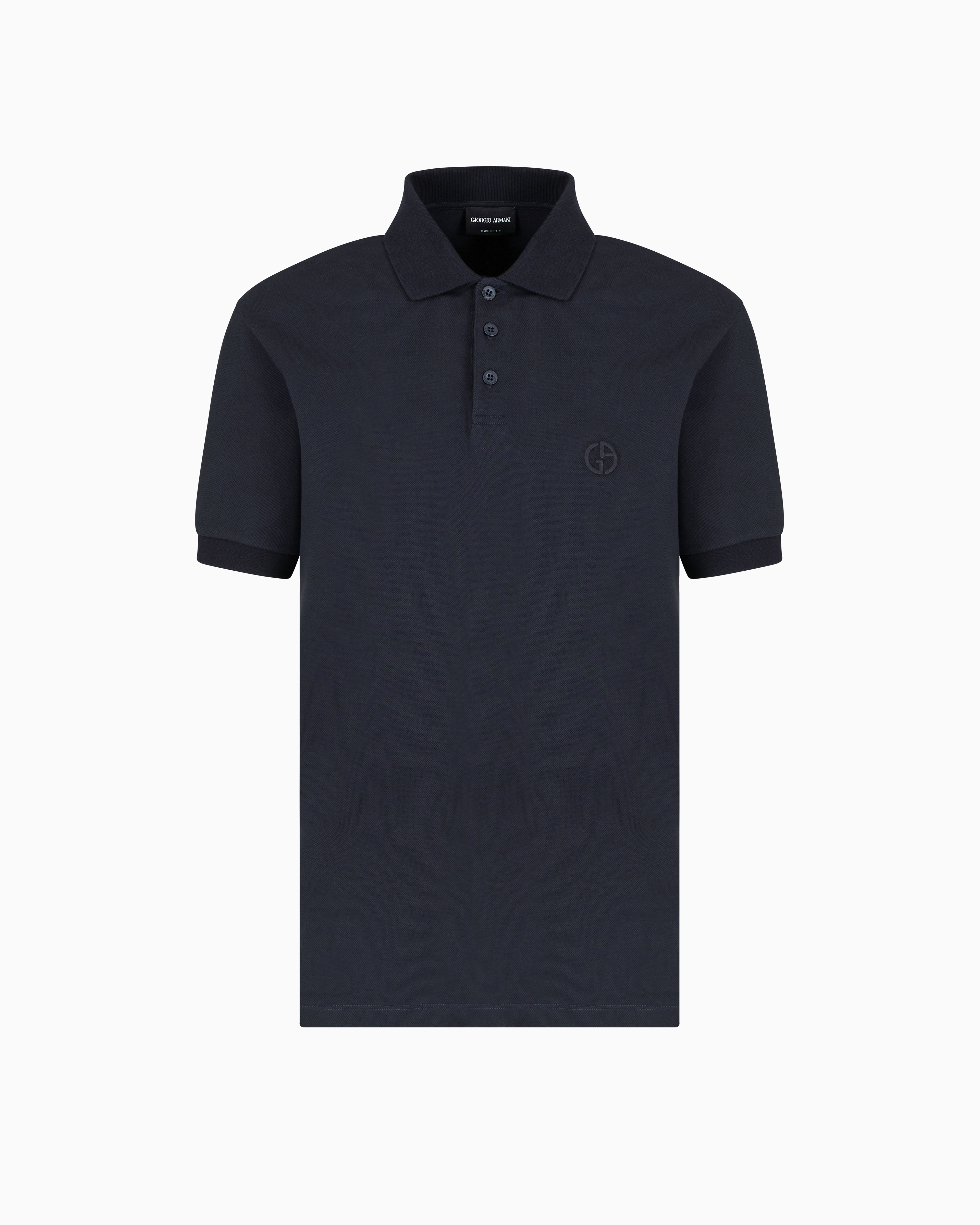 【新品】90s GIORGIO ARMANI Linen BIG Polo Stretch cotton piqué polo shirt | Giorgio Armani