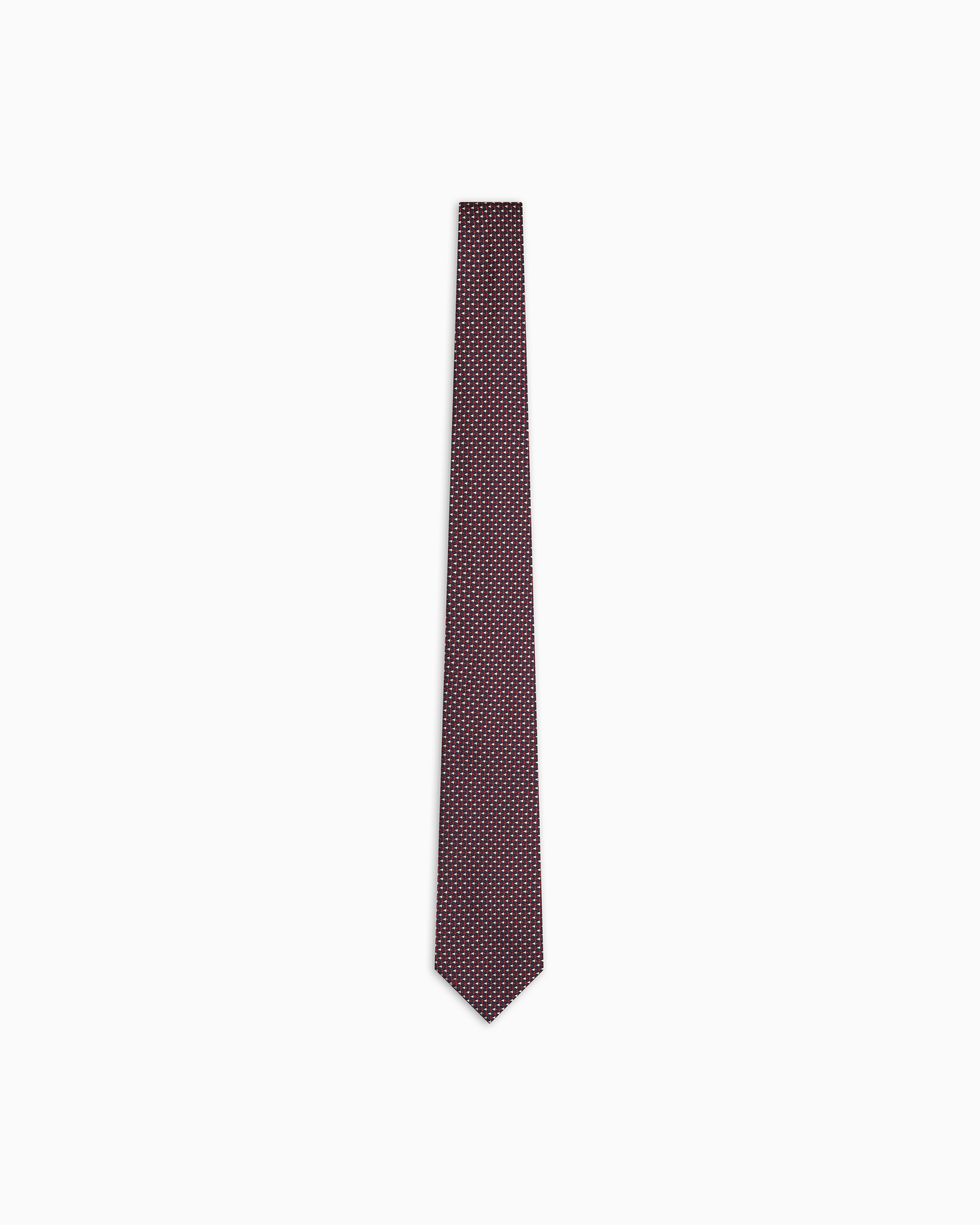 Emporio Armani - Pure silk tie with jacquard op-art motif, Man, Burgundy, Size: TU