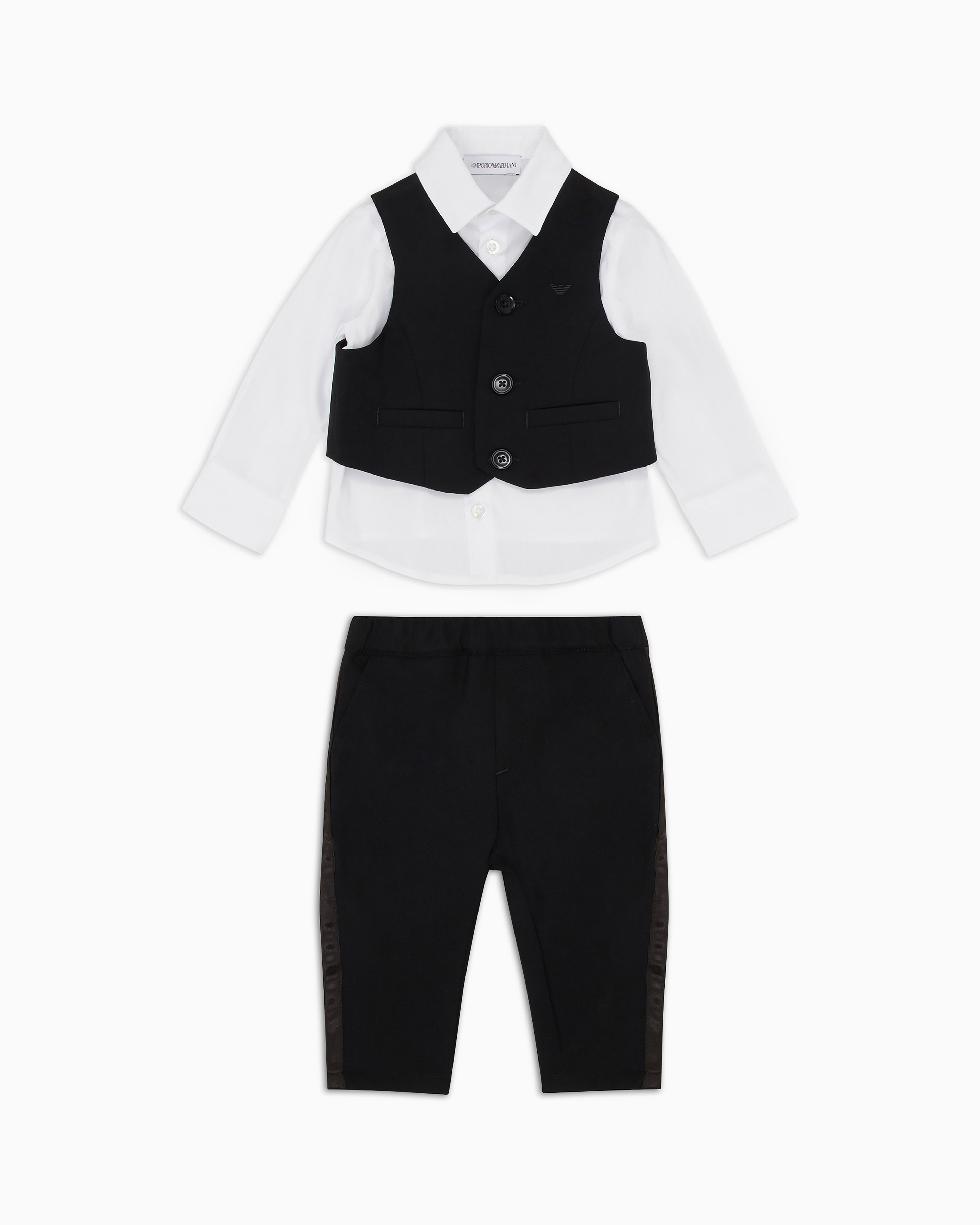 Emporio Armani - Suit with shirt, waistcoat and trousers light wool, Boy, Black, Size: