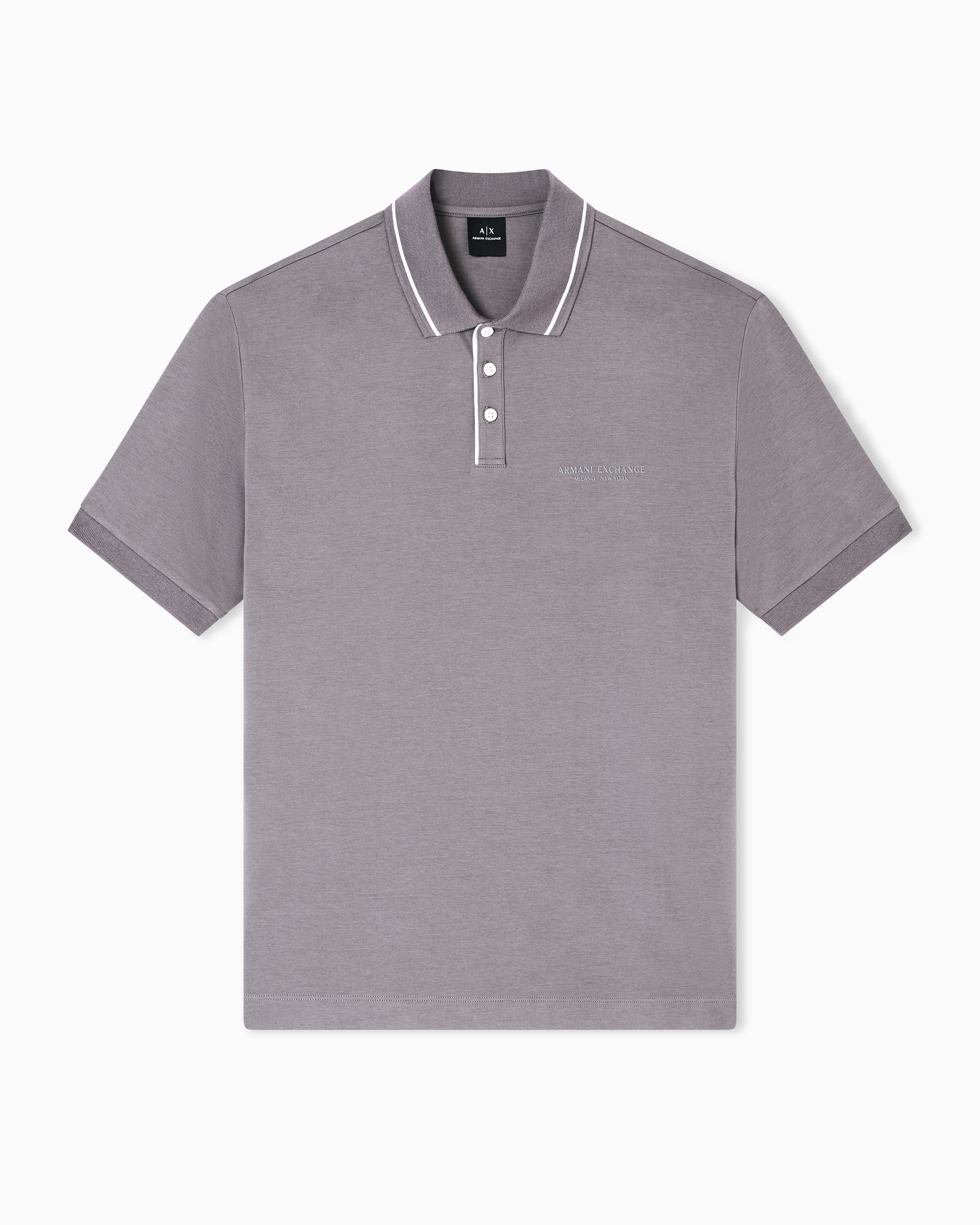 Armani Exchange - Regular fit polo shirt in stretch jersey, Man, Grey, Size: M