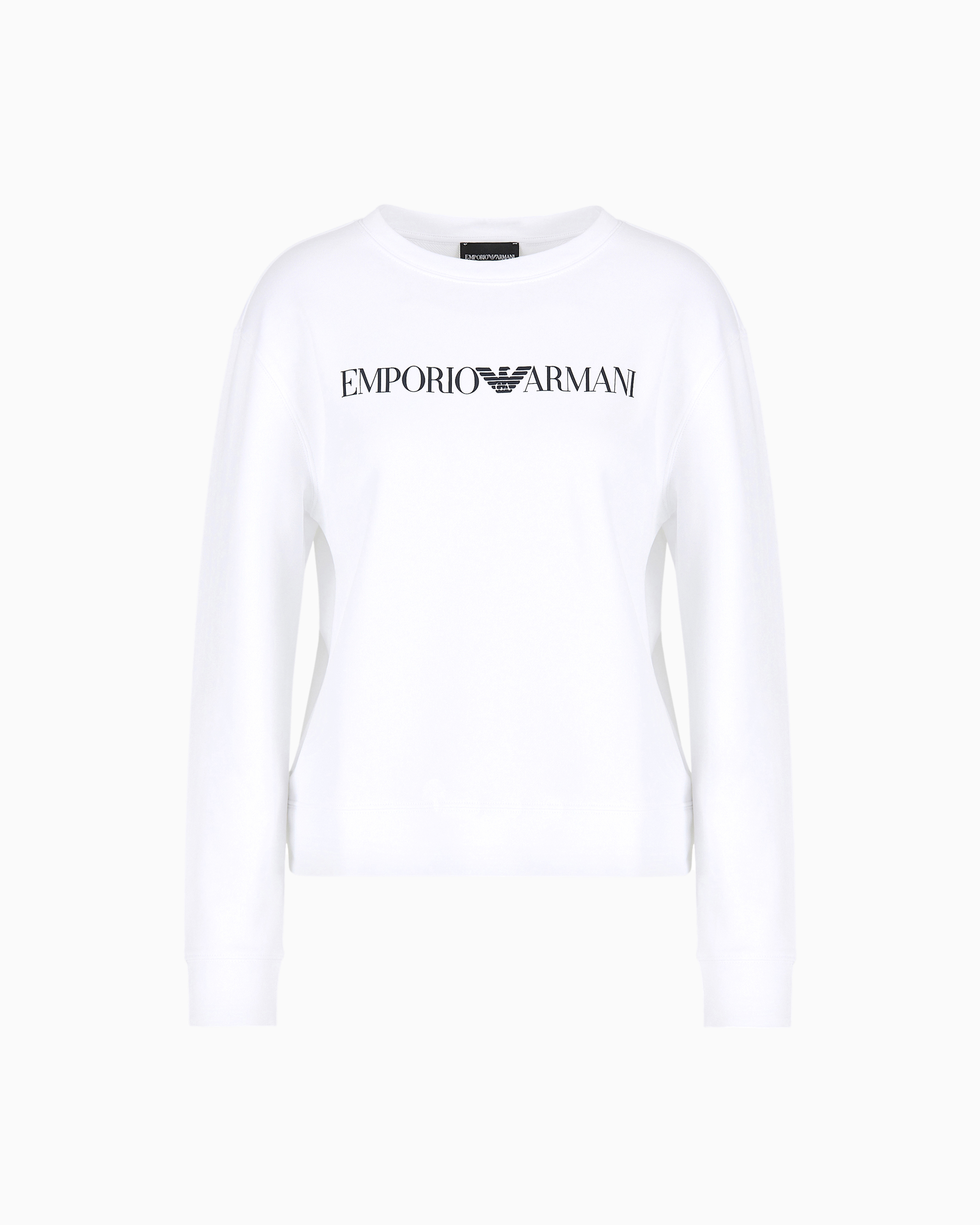 Emporio Armani - ASV organic jersey sweatshirt with logo, Woman, White, Size:
