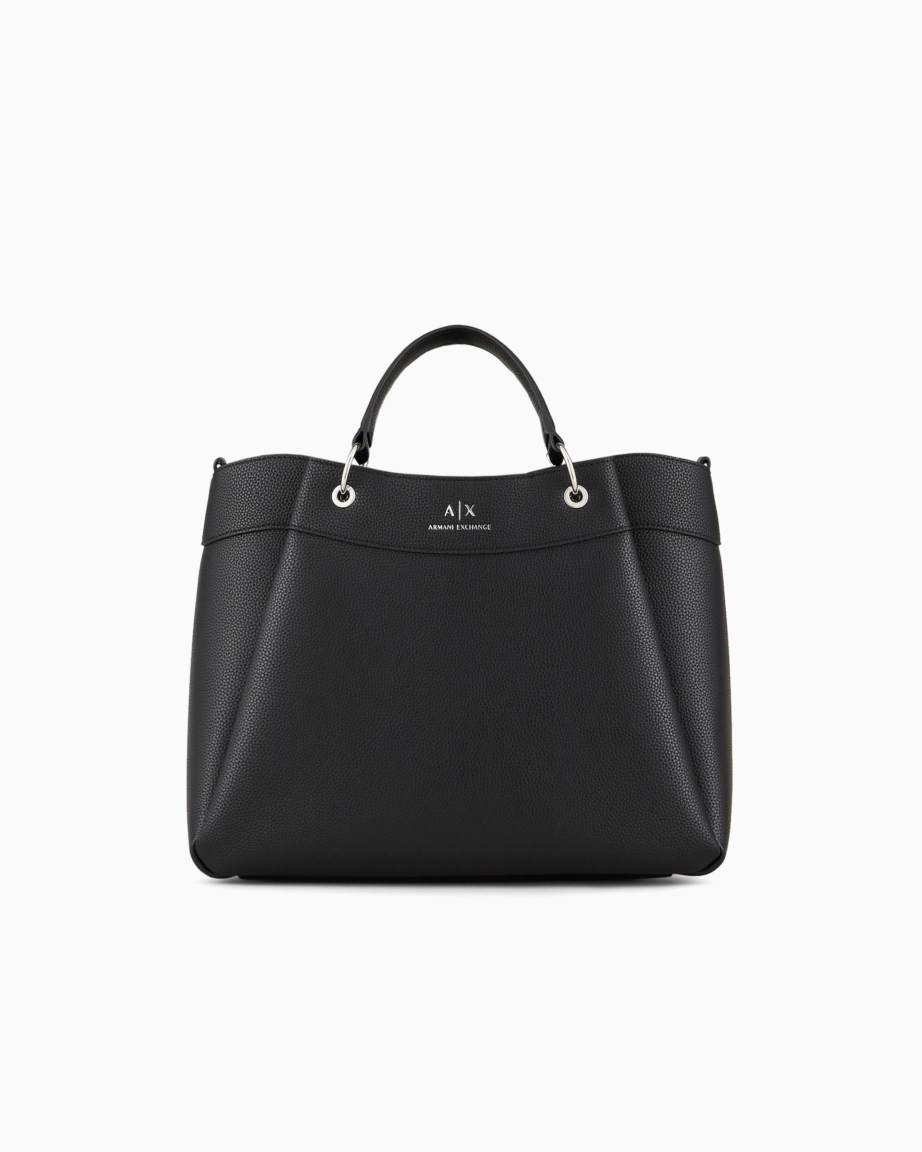 Armani Exchange - Large handbag with degradè shoulder strap, Woman, Black, Size: TU