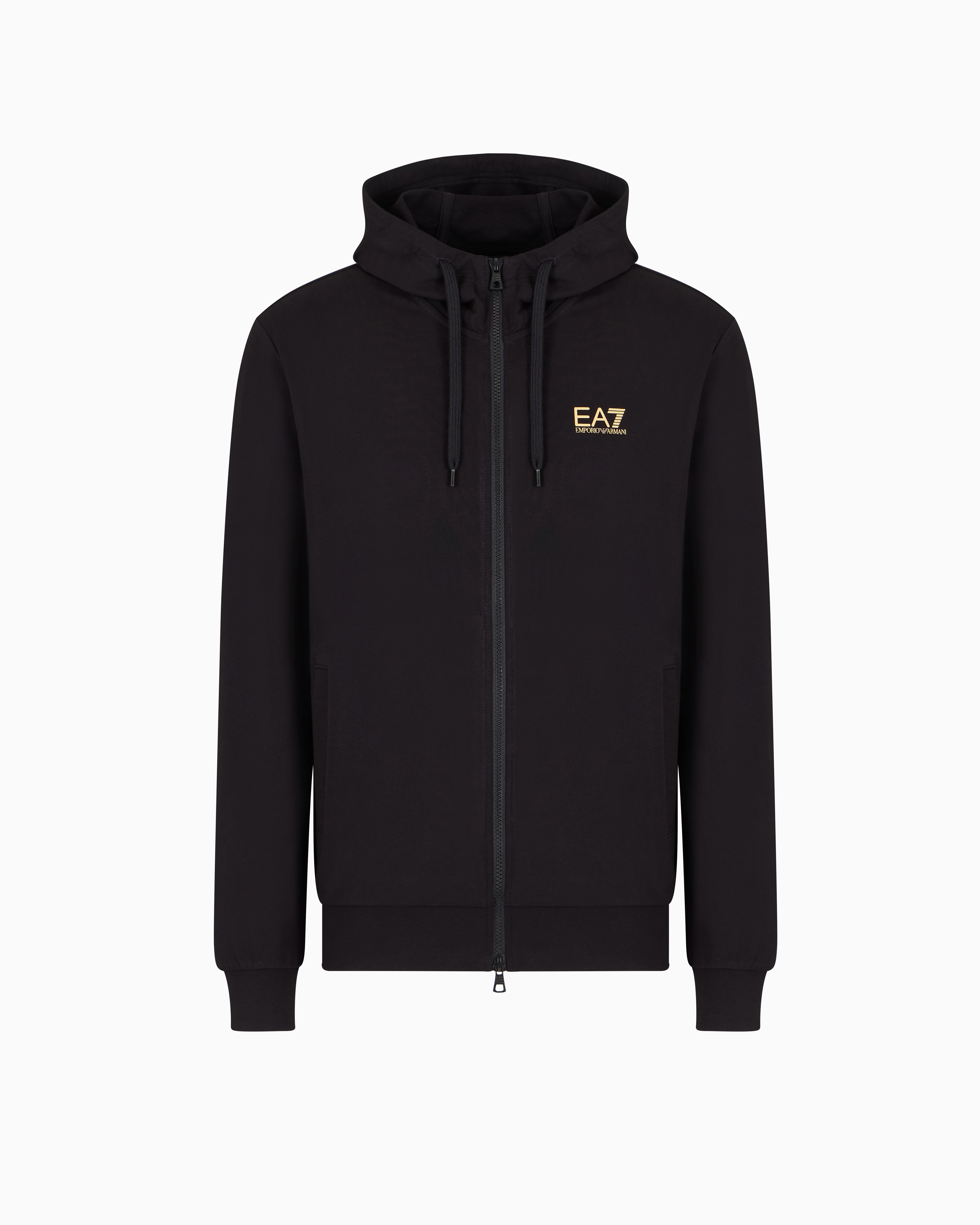 トップス Emporio Armani Deformed zip vest hoodie Ea7 Emporio Armani zip-up Cotton Hoodie | Blue | FARFETCH