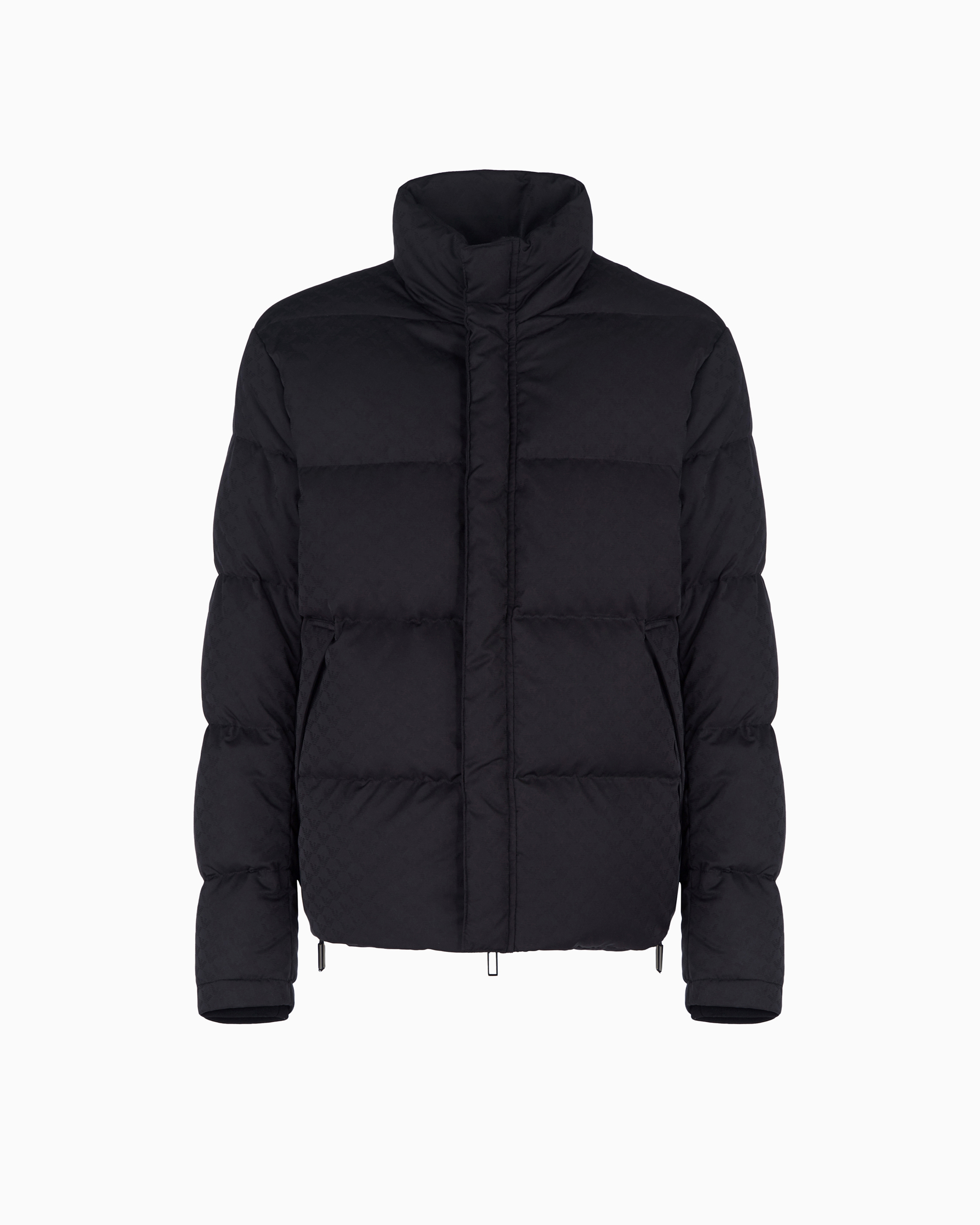 Emporio Armani - Quilted puffer jacket with all-over jacquard eagle, Man, Black, Size: