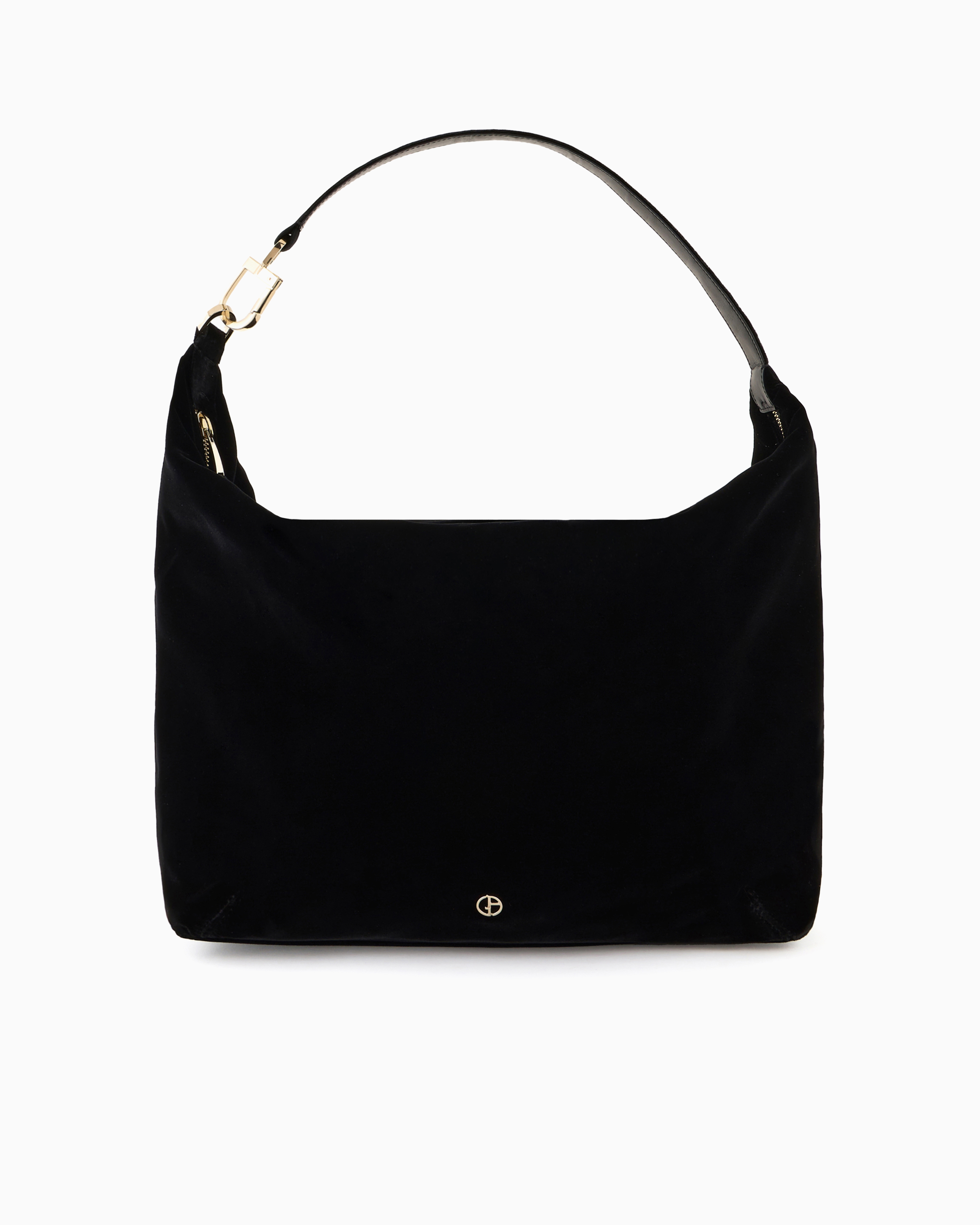 Giorgio Armani La Prima Soft Large Hobo Bag In Velvet In Black