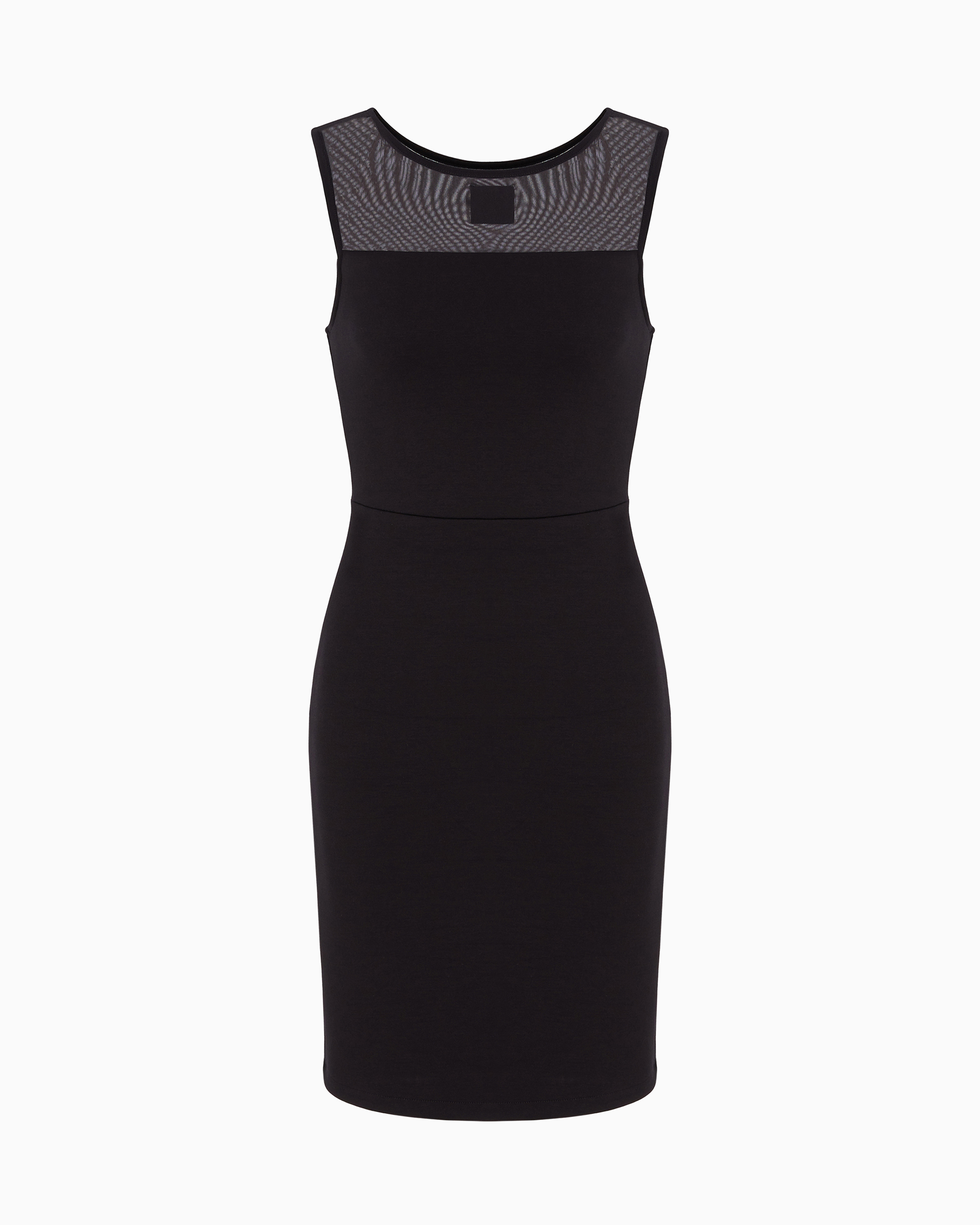 Armani Exchange - Stretch fabric sheath dress with transparent insert, Woman, Black, Size: L