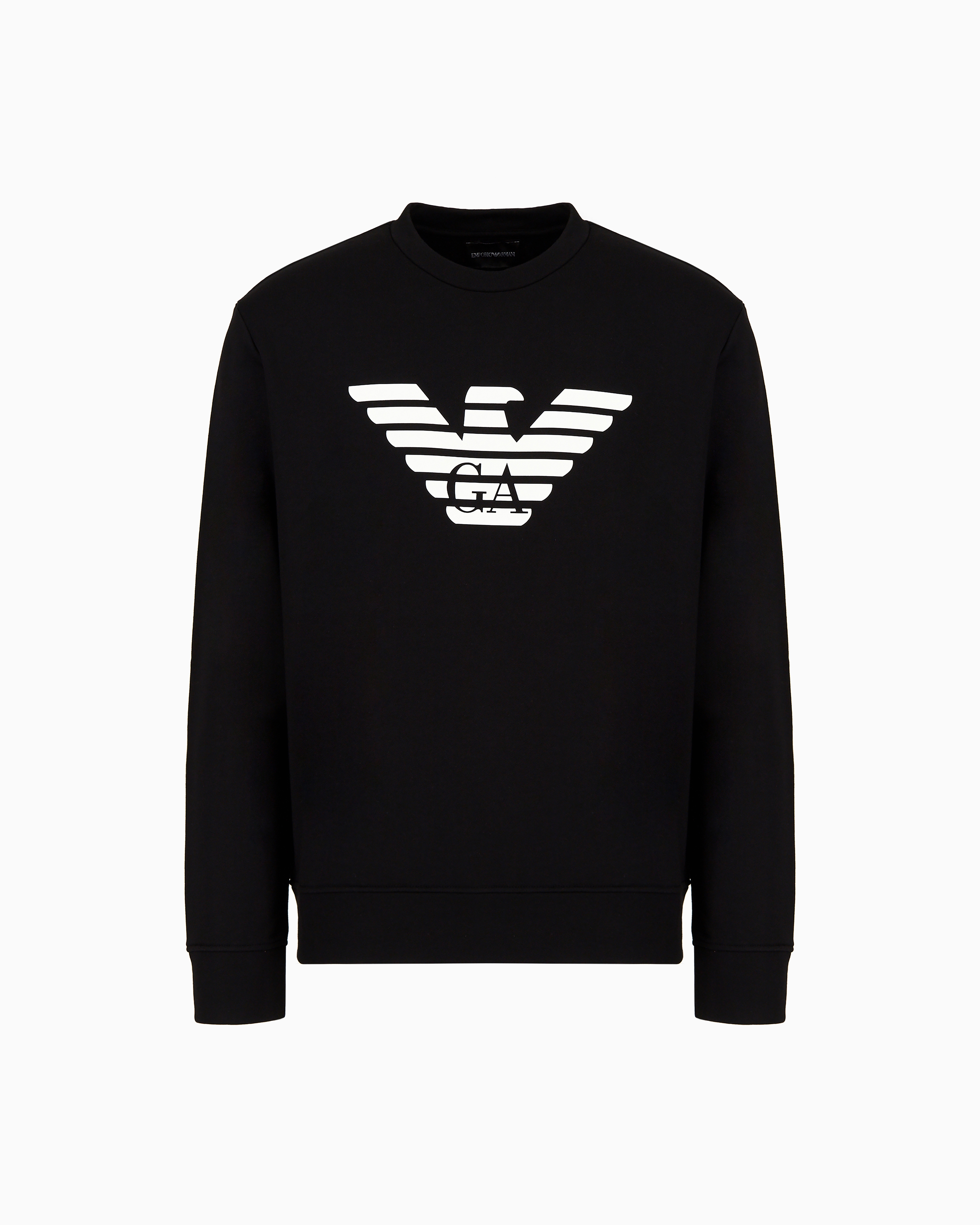 Emporio Armani - Modal-blend sweatshirt with logo print, Man, Black, Size: