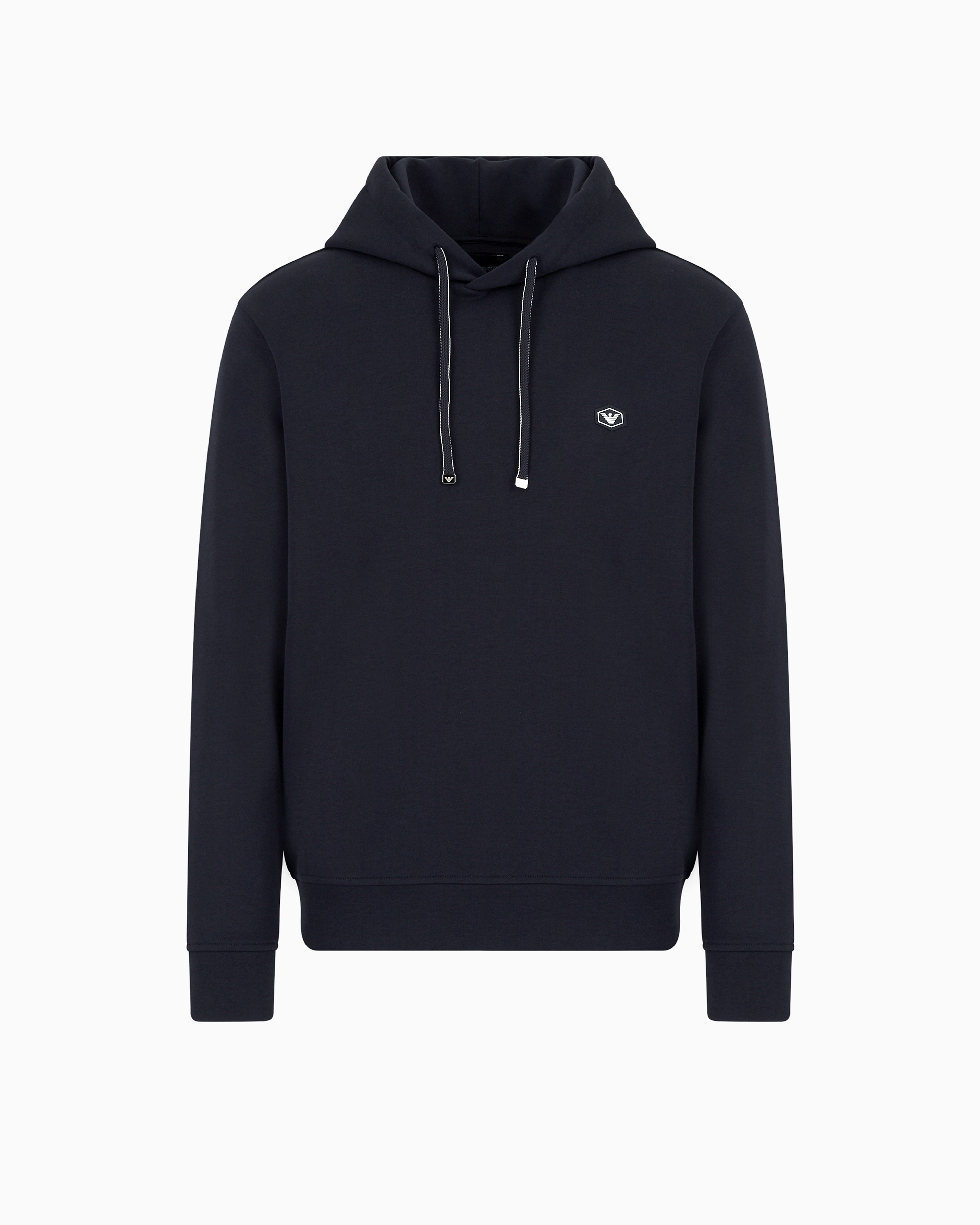Emporio Armani - Hooded sweatshirt with micro logo patch, Man, Navy_blue, Size: