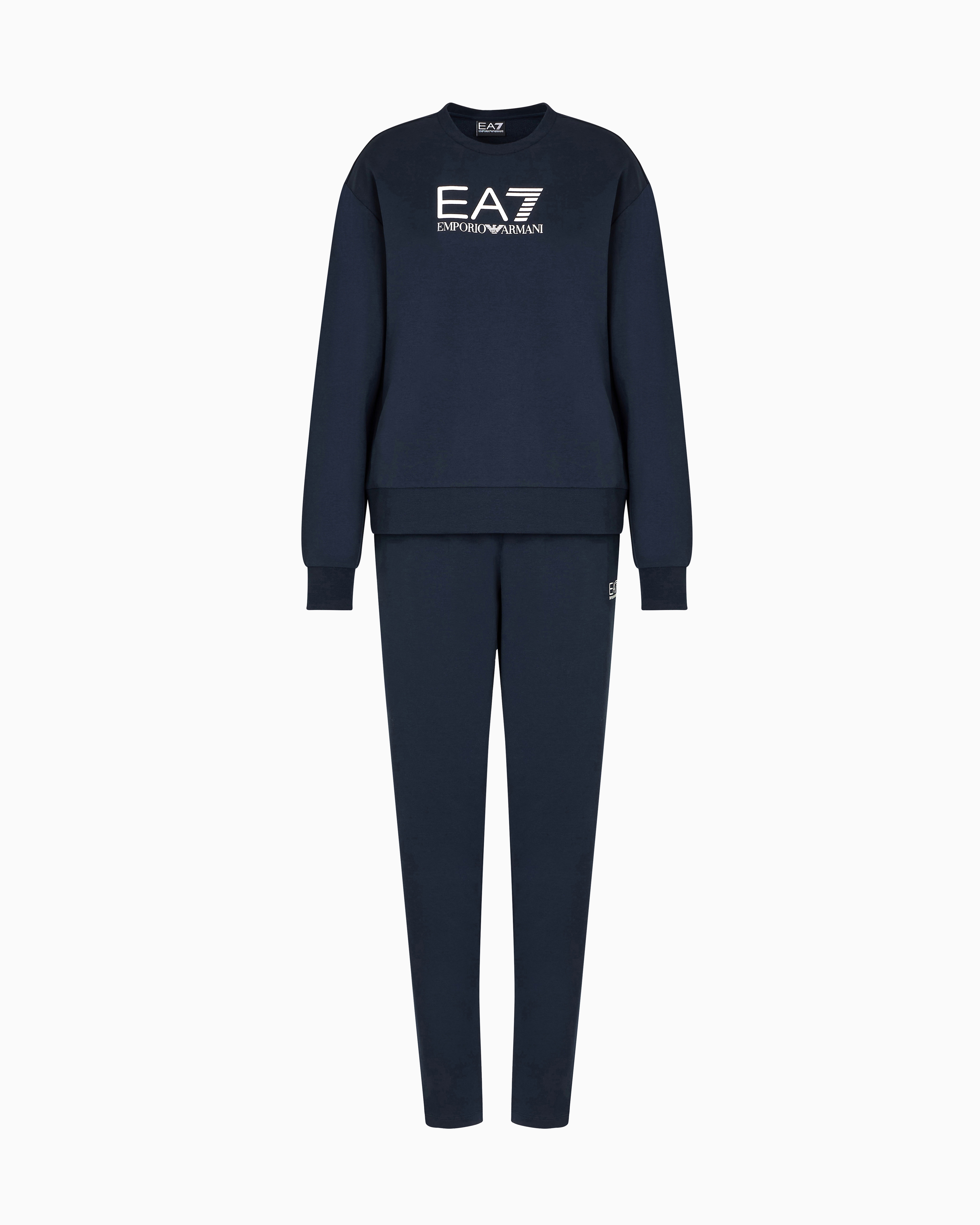 Ea7 Navy Blue Stretch-Cotton Tracksuit With Logo Xxl