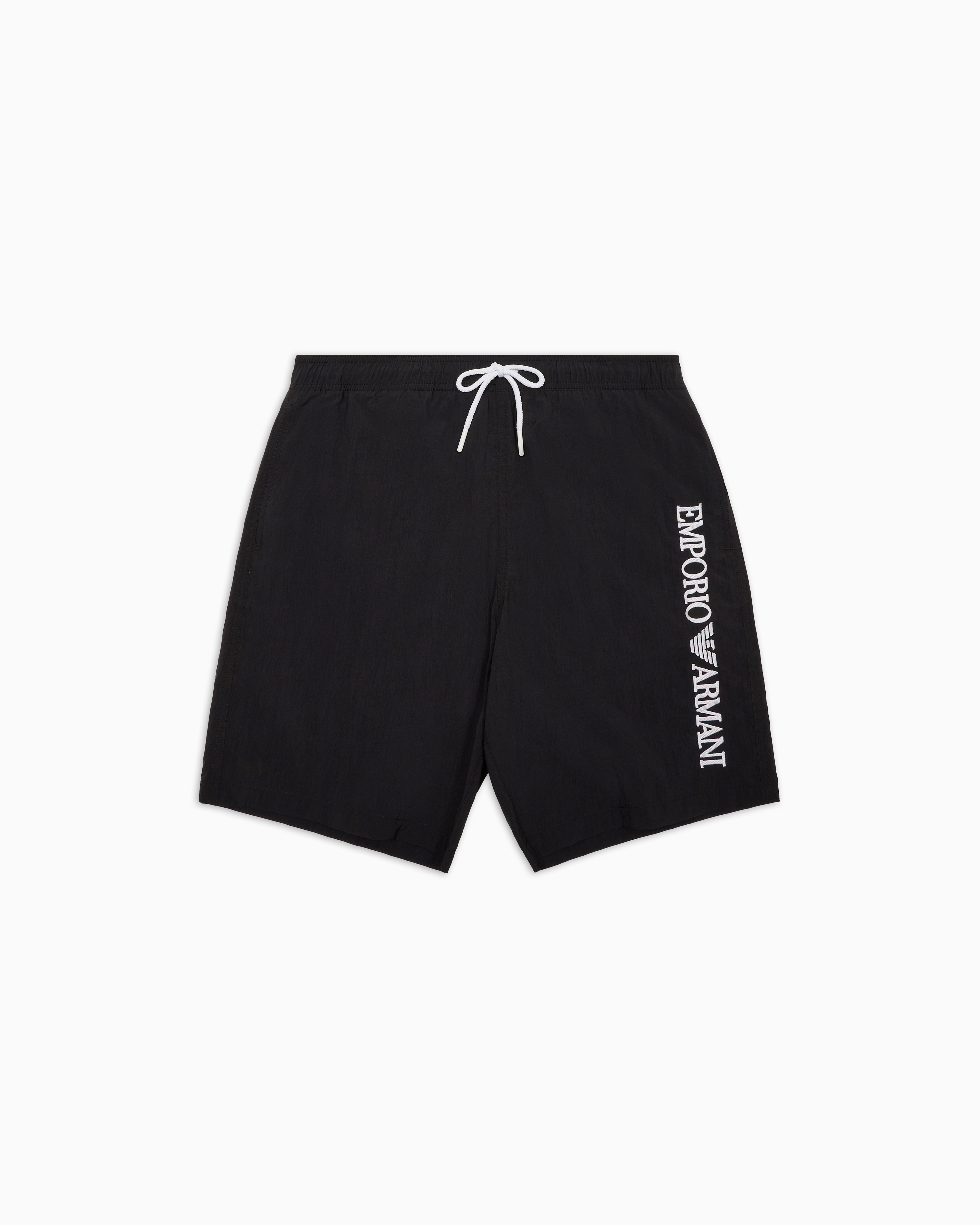 Emporio Armani - Boardshorts swimwear with vertical logo embroidery, Man, Black, Size: