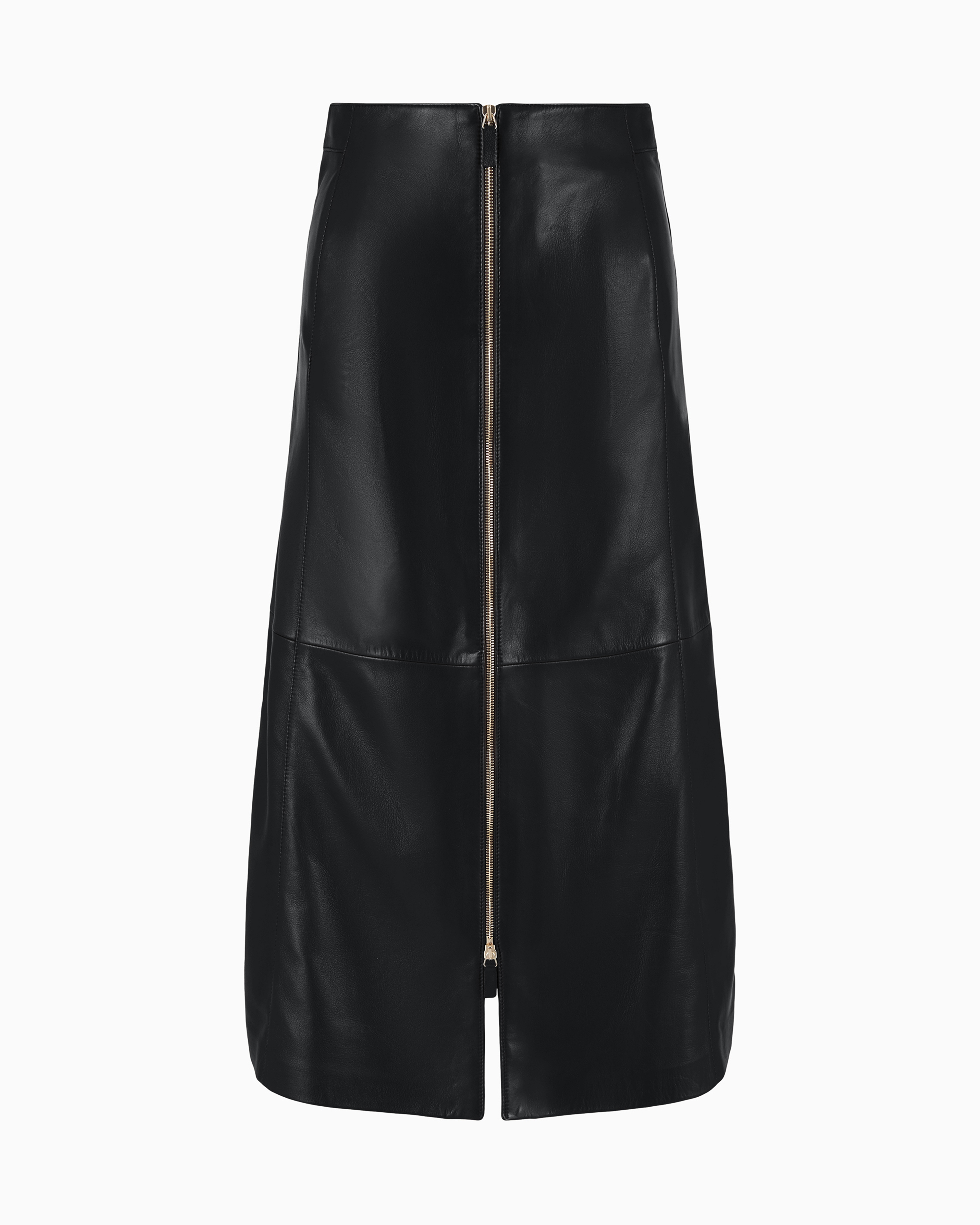 Giorgio Armani Nappa Leather Midi Skirt In Black