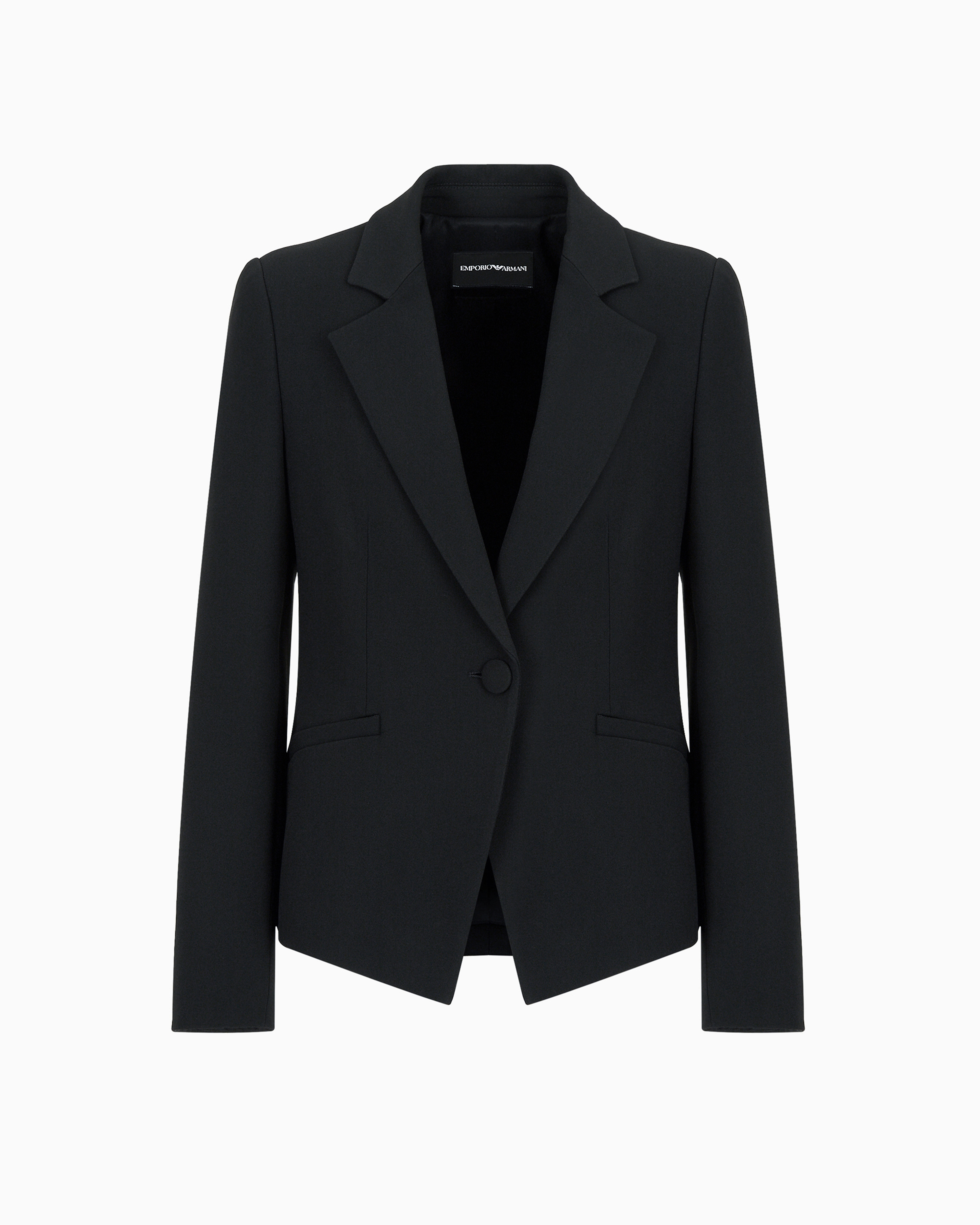 Emporio Armani - Cady crêpe jacket with lapels, Woman, Black, Size: