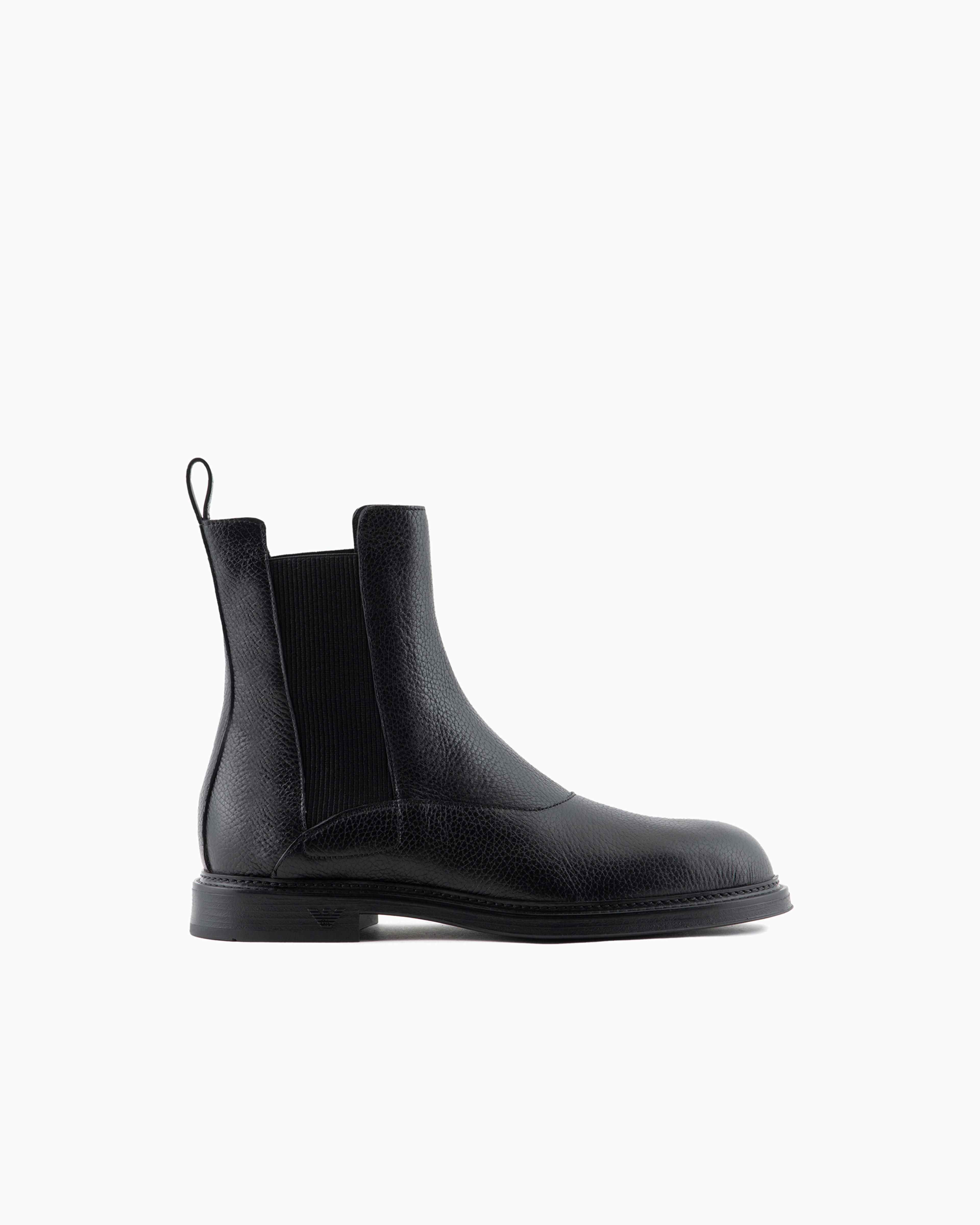 Emporio Armani - Grained leather Chelsea boots, Man, Black, Size: