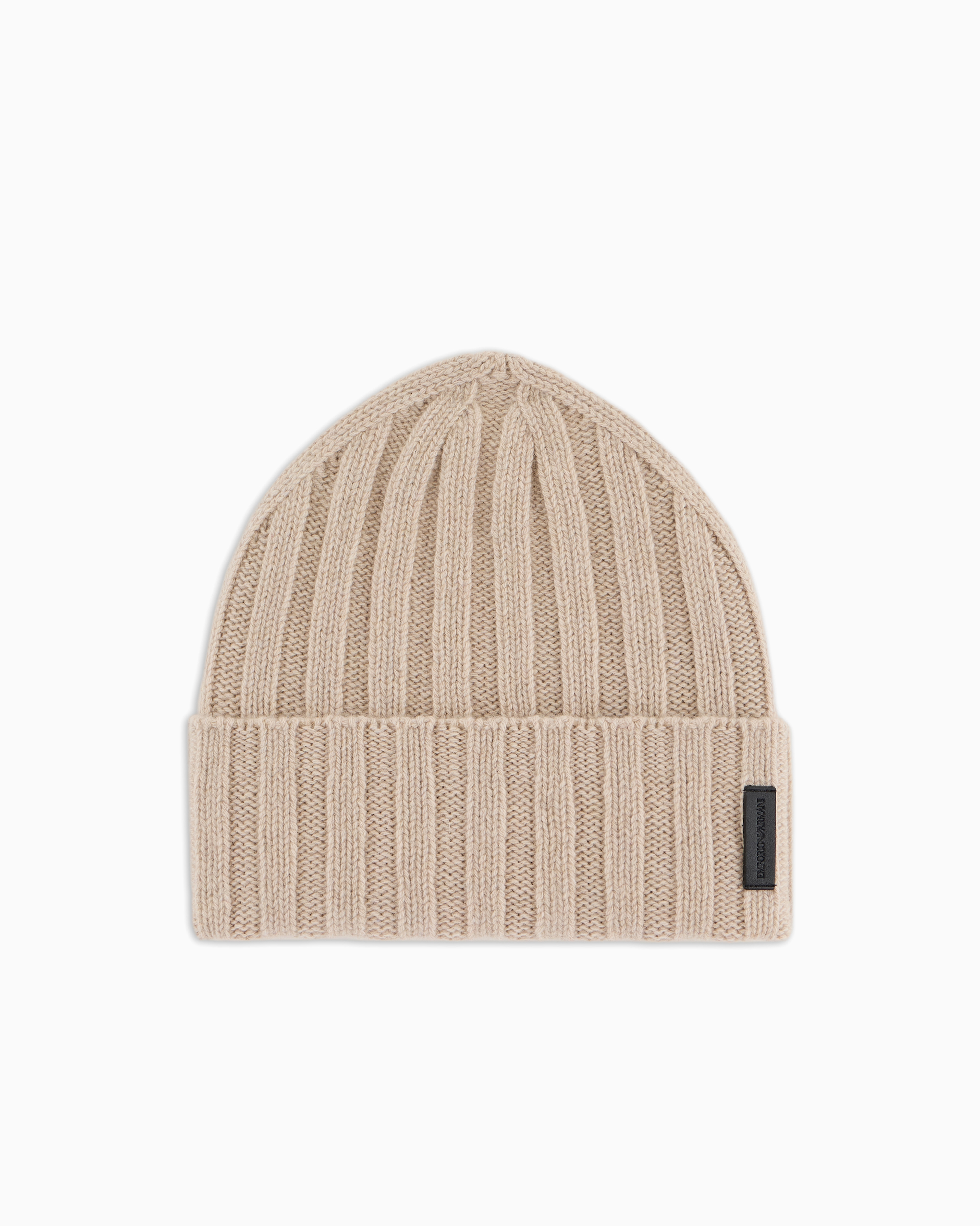 Emporio Armani - Pure cashmere, ribbed beanie, Man, White, Size: