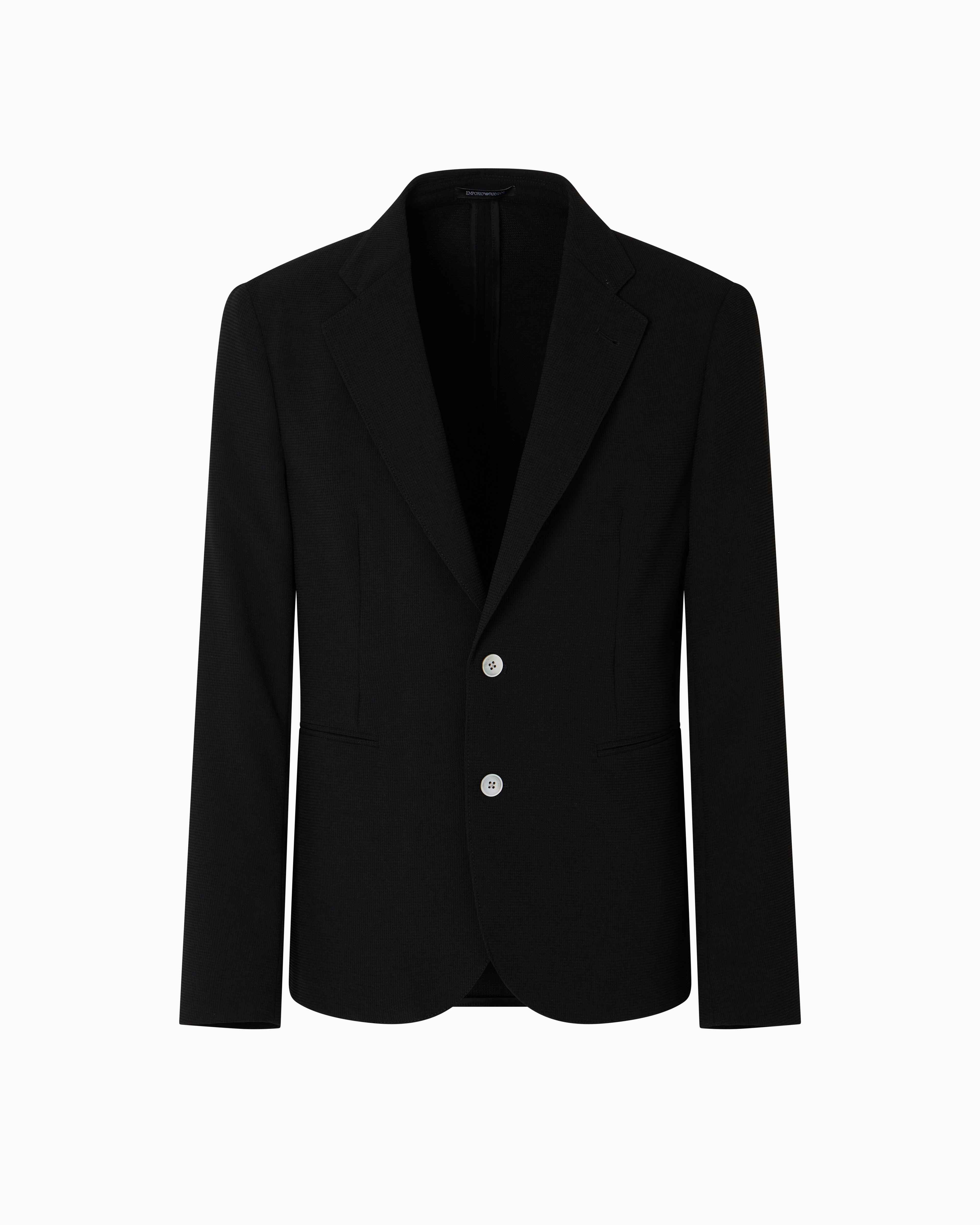 Emporio Armani - Icon single-breasted jacket piqué-effect micro-textured crêpe jersey, Man, Black, Size: