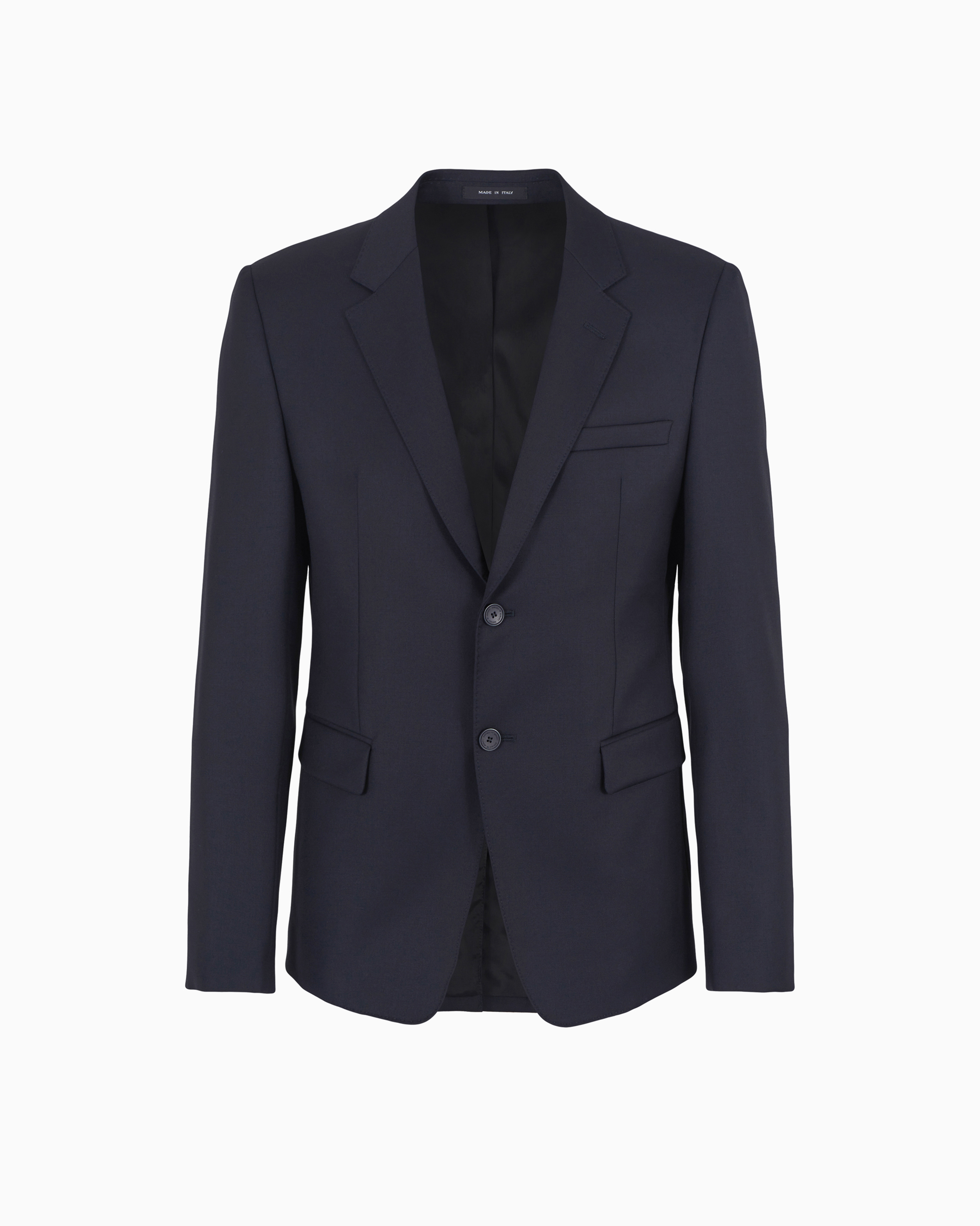 Emporio Armani - Single-breasted, worsted virgin-wool jacket, Man, Navy Blue, Size: