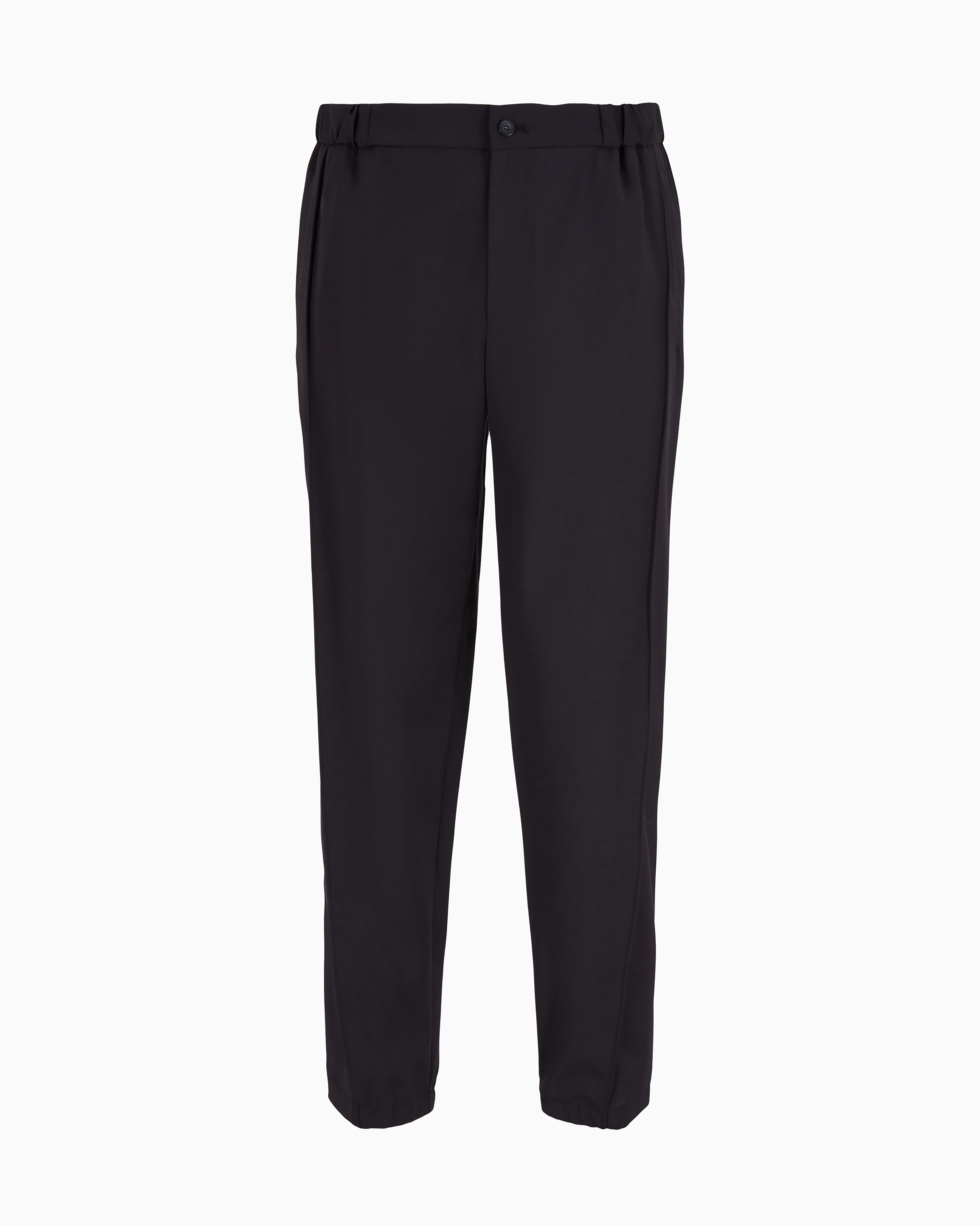 Emporio Armani - Natural stretch canvas trousers with elasticated cuffs, Man, Navy Blue, Size: