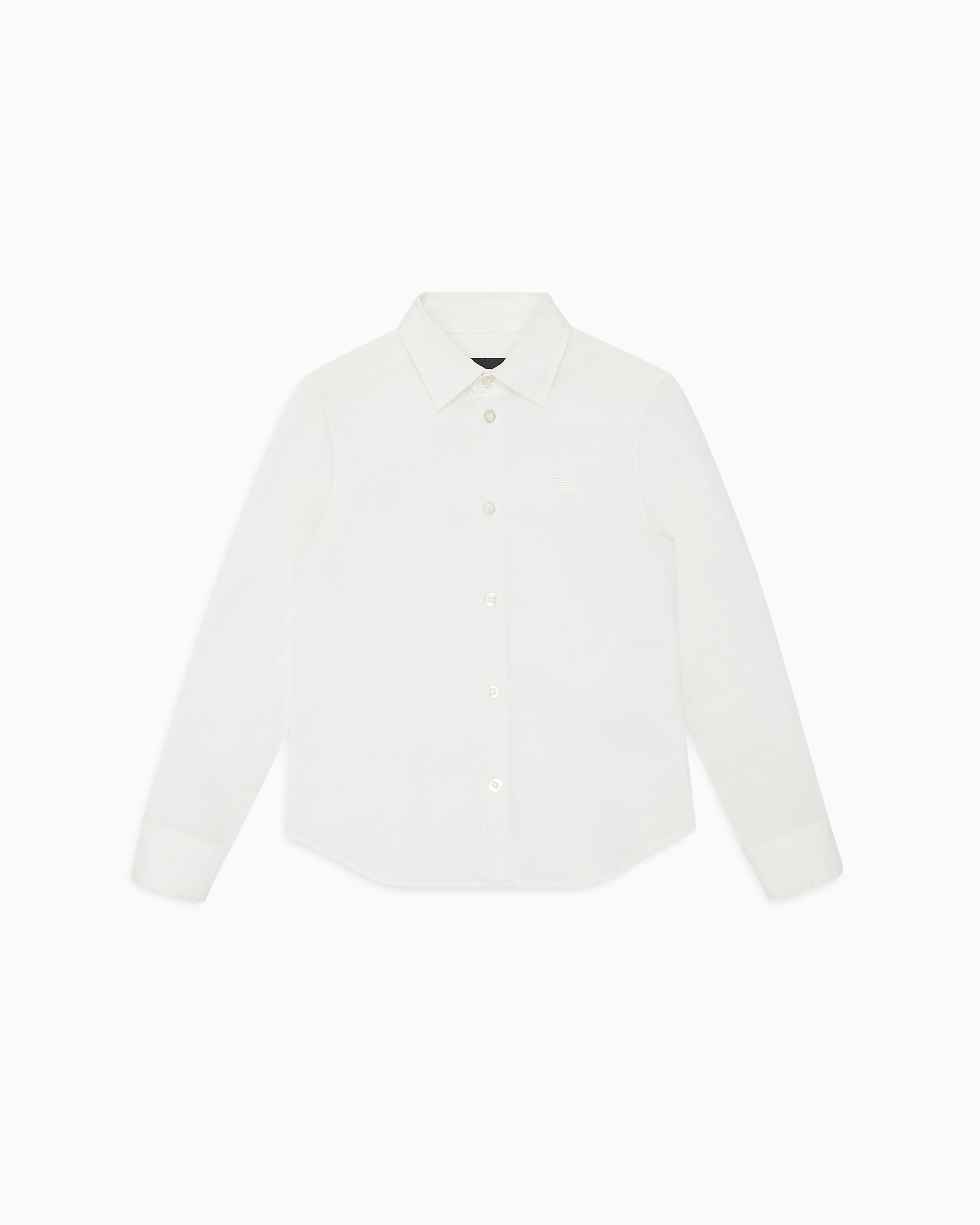 Emporio Armani - Poplin shirt with monochromatic eagle embroidery, Boy, White, Size: