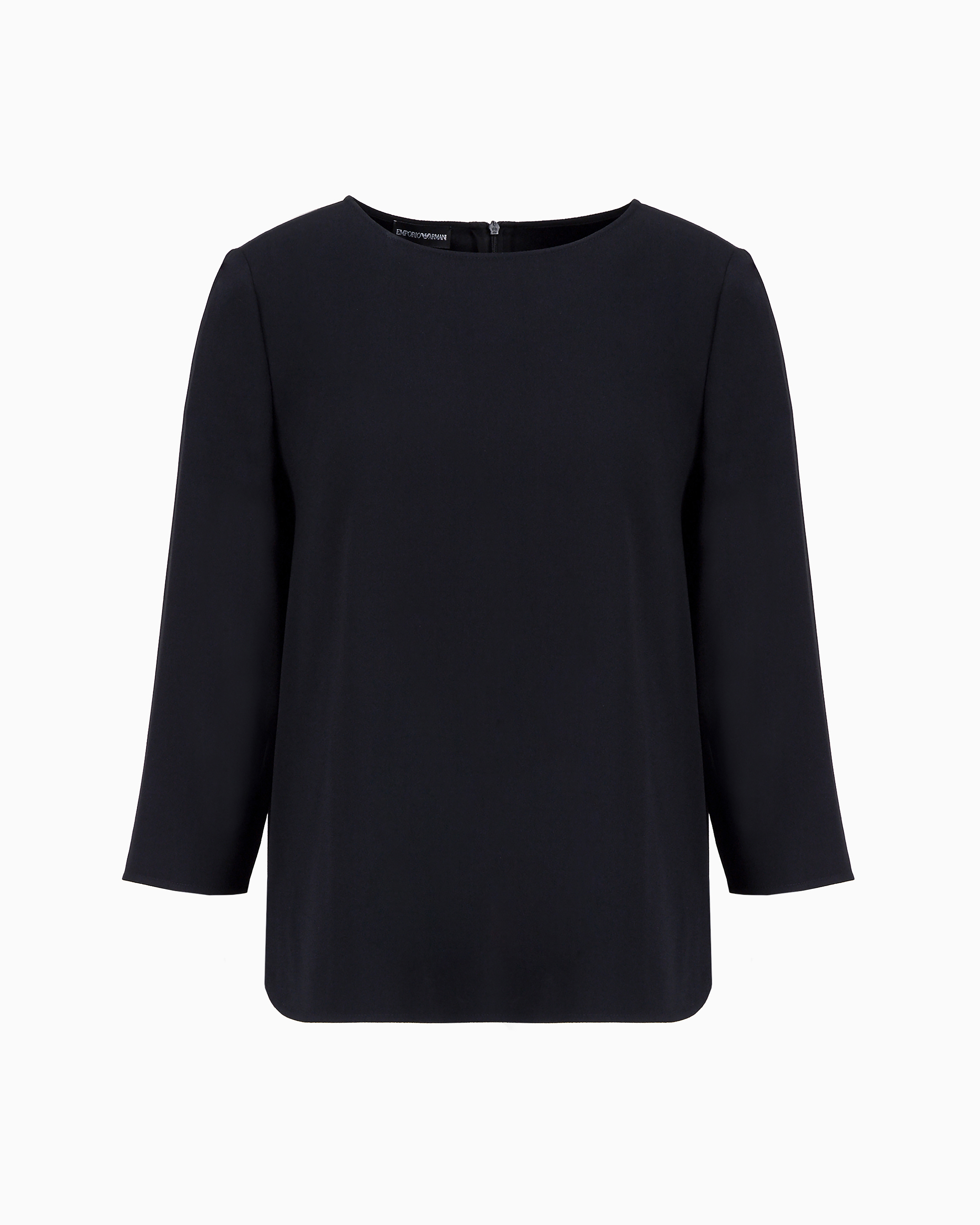 Emporio Armani - Envers-satin blouse with 3/4 sleeves, Woman, Navy Blue, Size: