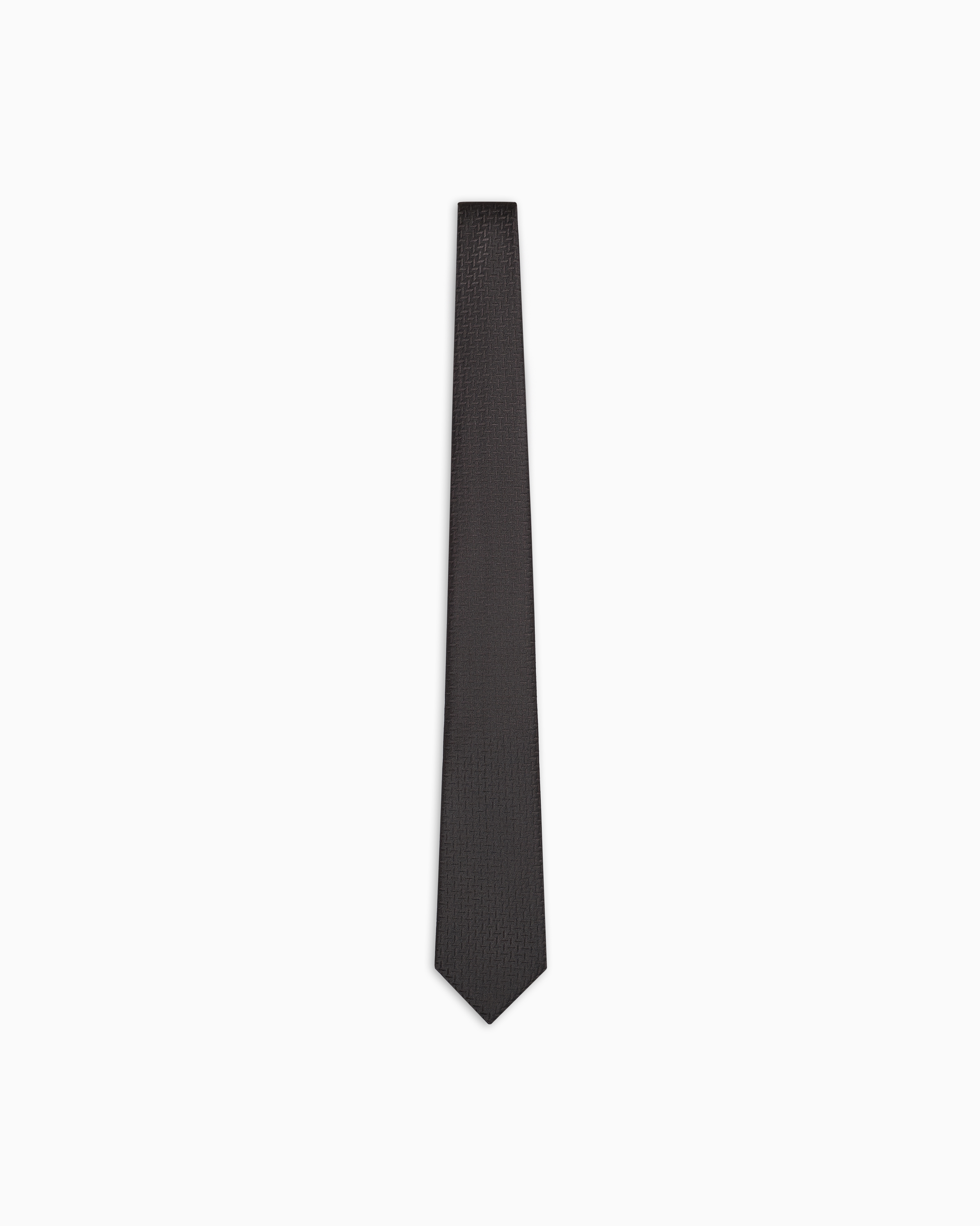 Emporio Armani - Silk-blend tie with jacquard chevron motif, Man, Black, Size: TU