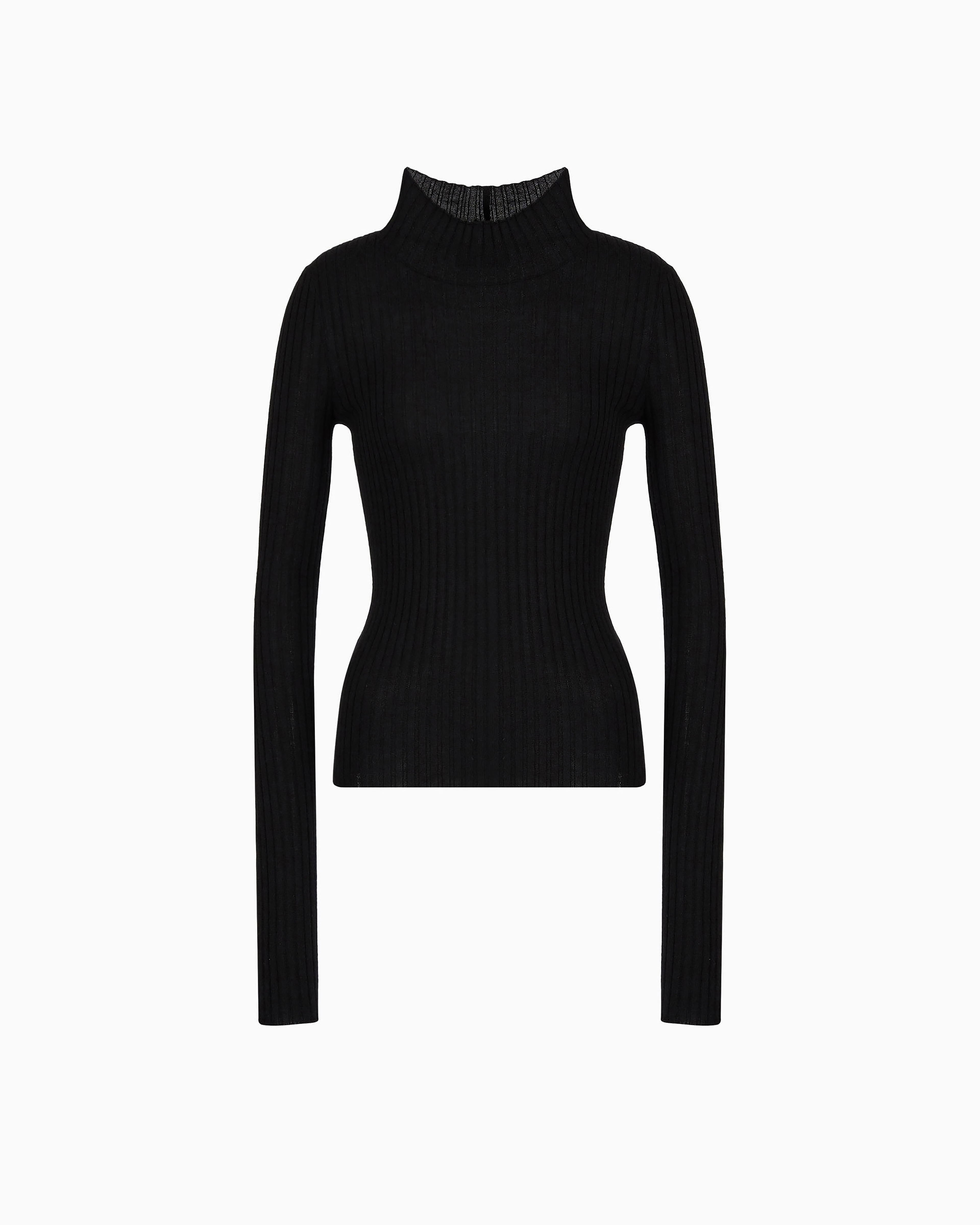 Giorgio Armani Neve Ribbed Cashmere Mock-neck Jumper In Black