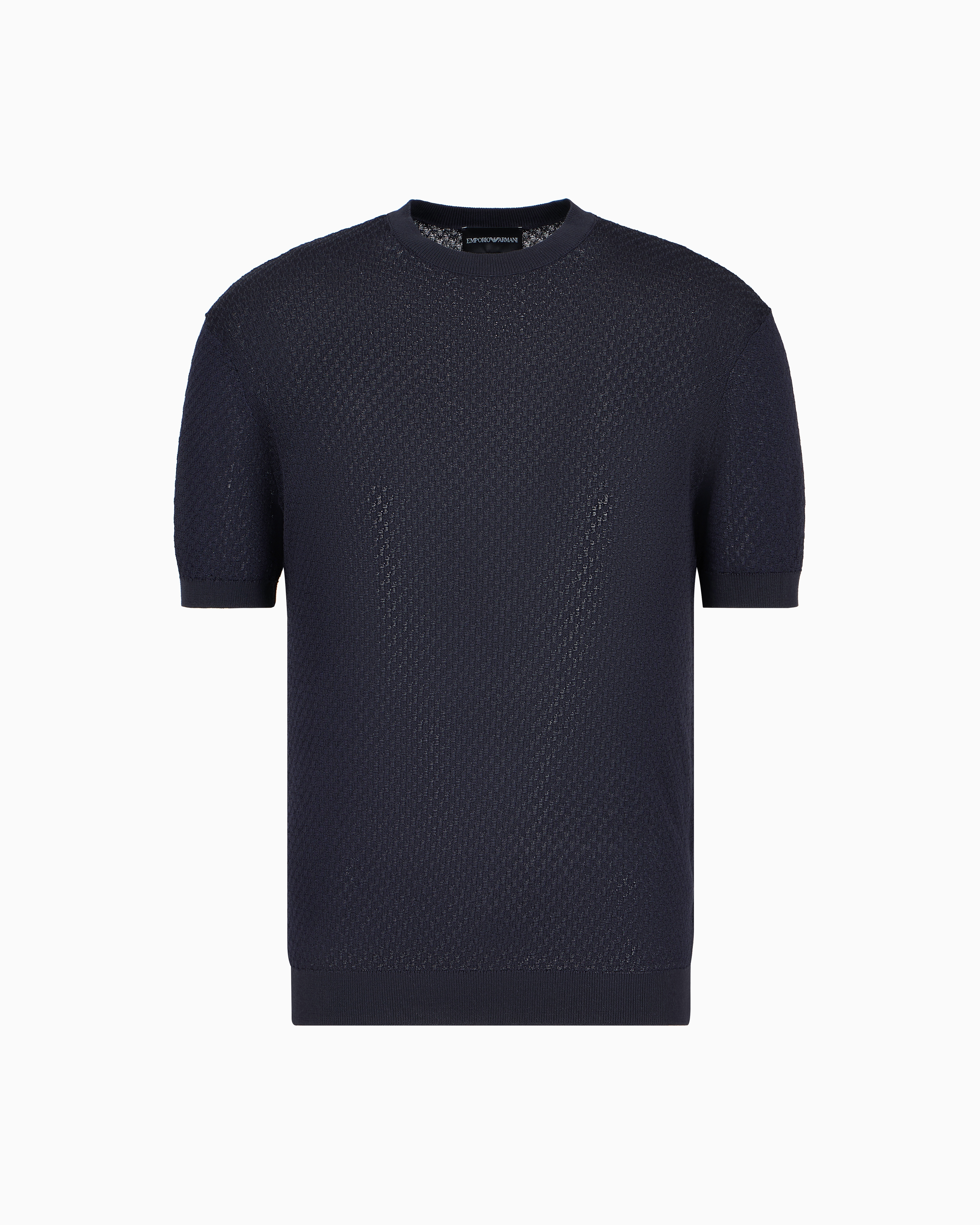 Emporio Armani - Micro-pattern jacquard jumper, Man, Blue, Size: