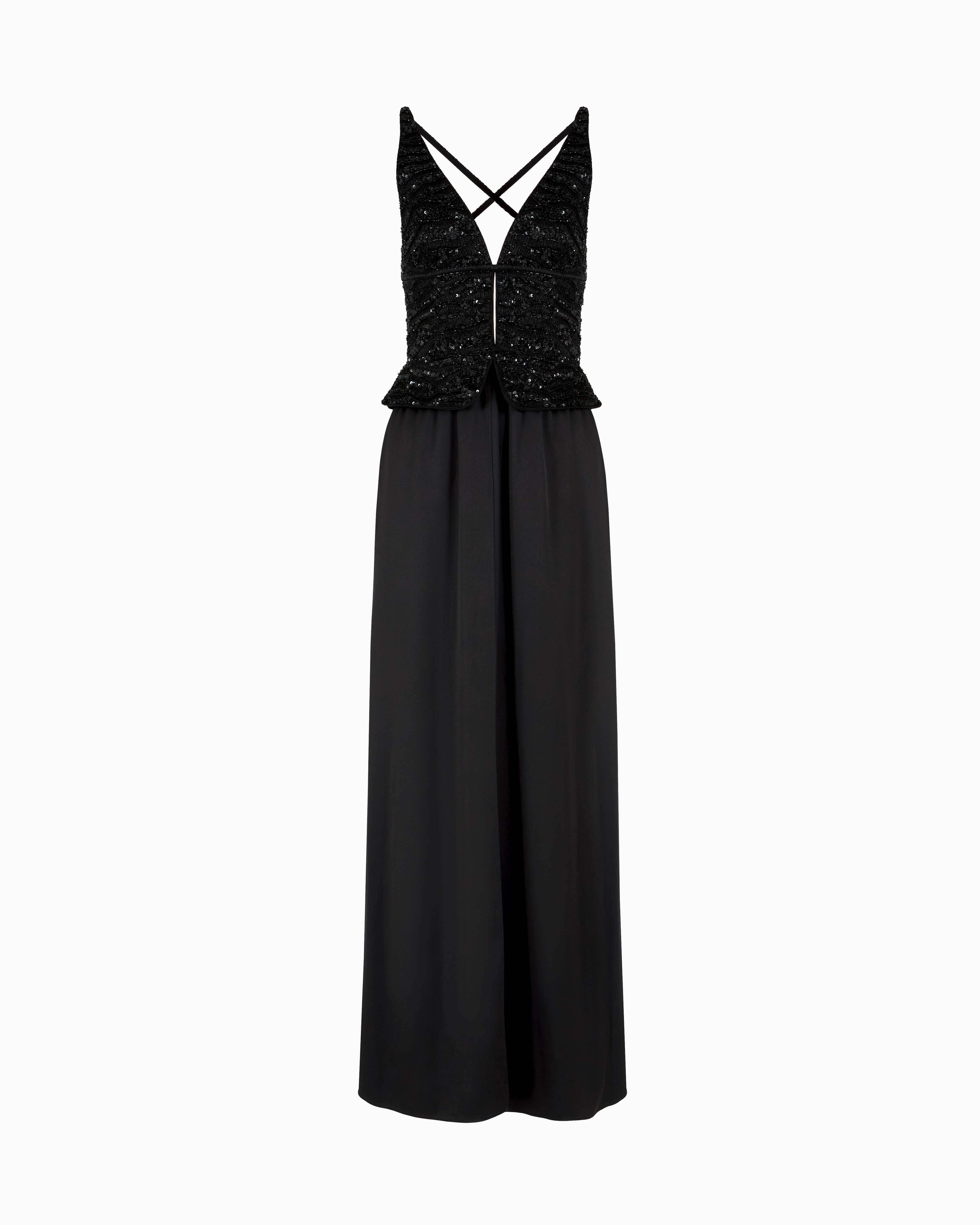 GIORGIO ARMANI ドレス ブラック サイズ40 Silk embroidered long dress | Giorgio Armani US