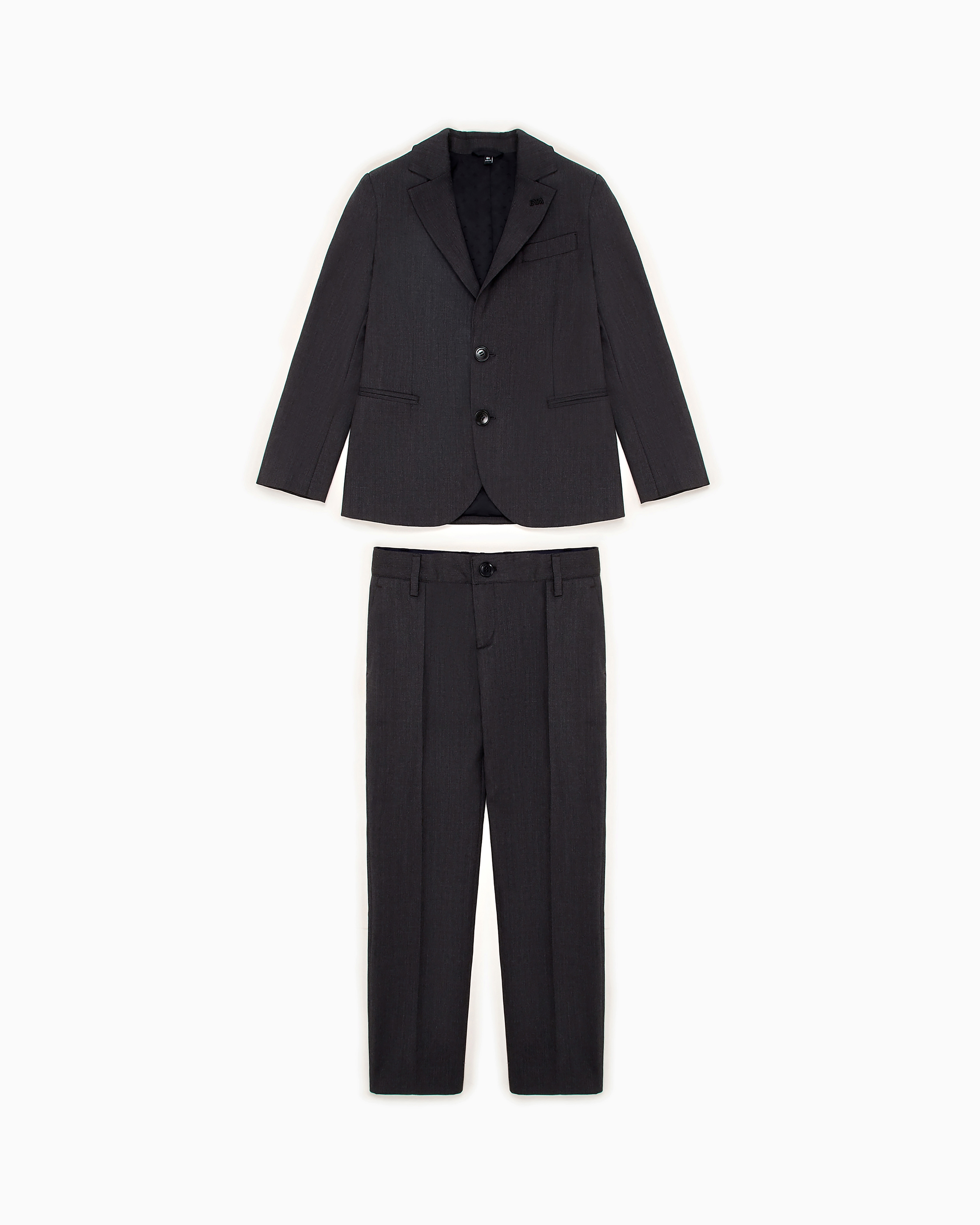 Emporio Armani - Single-breasted suit light virgin wool, Boy, Grey, Size: