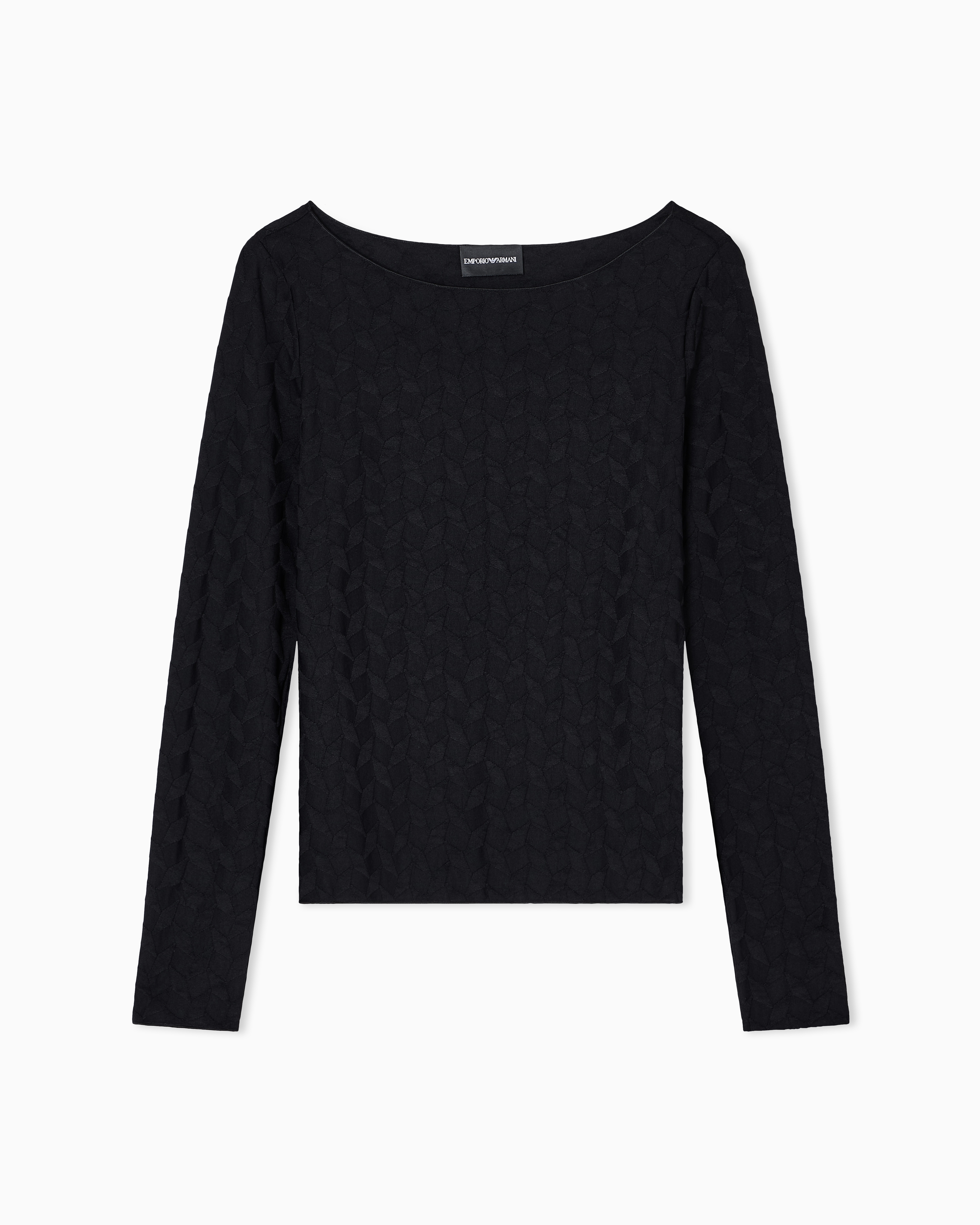 Emporio Armani - Jacquard jersey jumper with a geometric pattern, Woman, Black, Size: