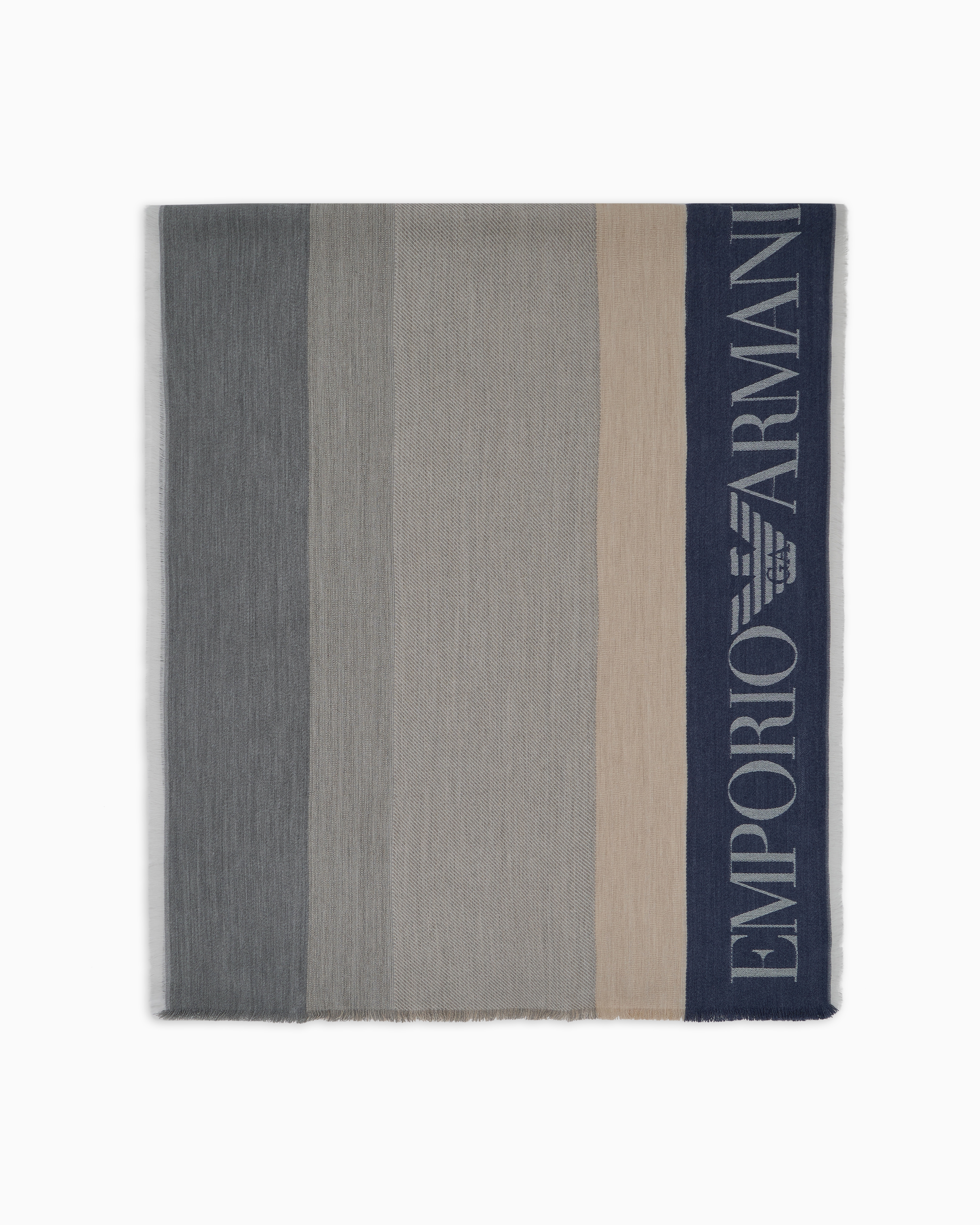 Emporio Armani - Stole with multicoloured vertical bands, Woman, Blue, Size: TU