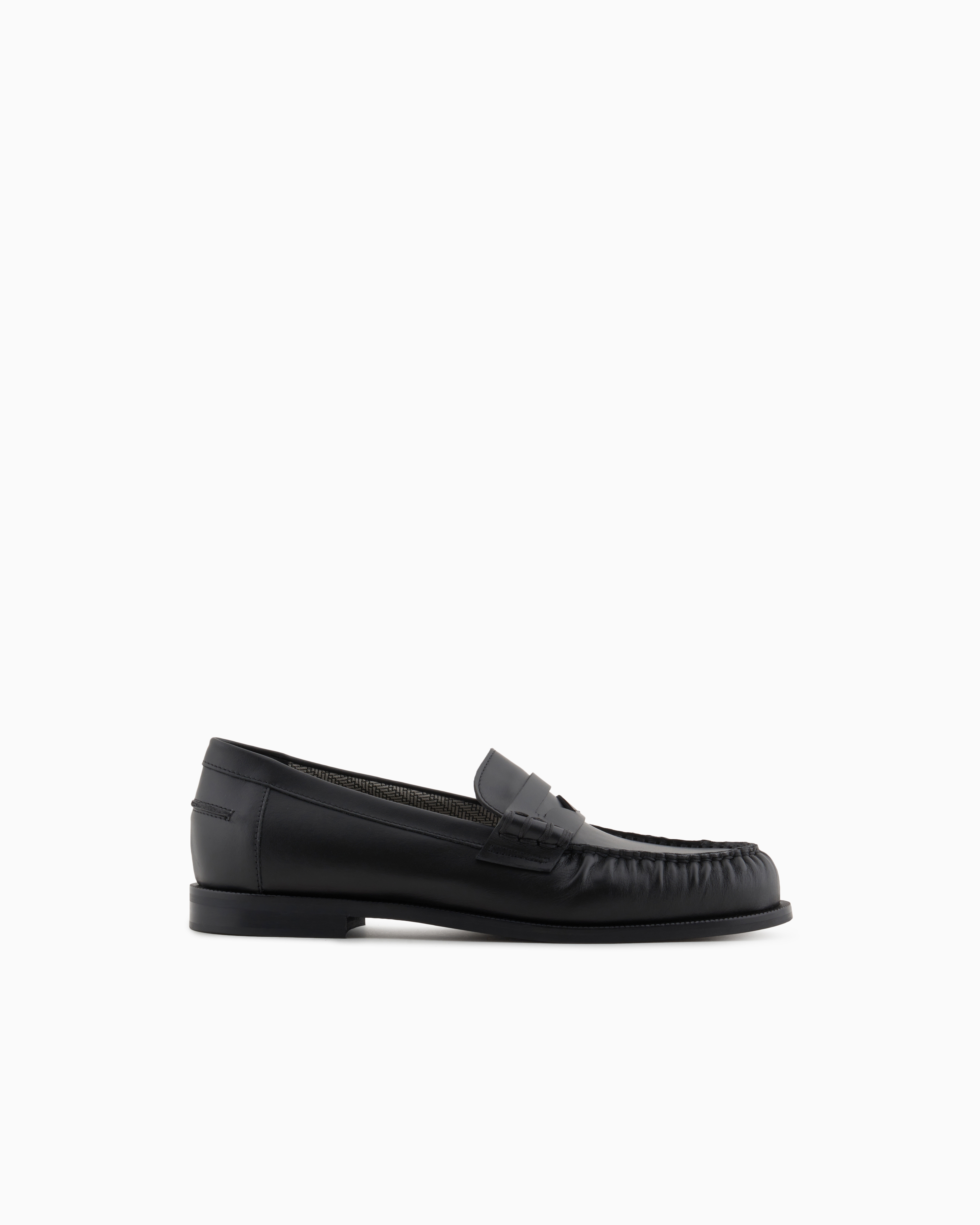 Emporio Armani - Smooth leather loafers, Man, Black, Size: