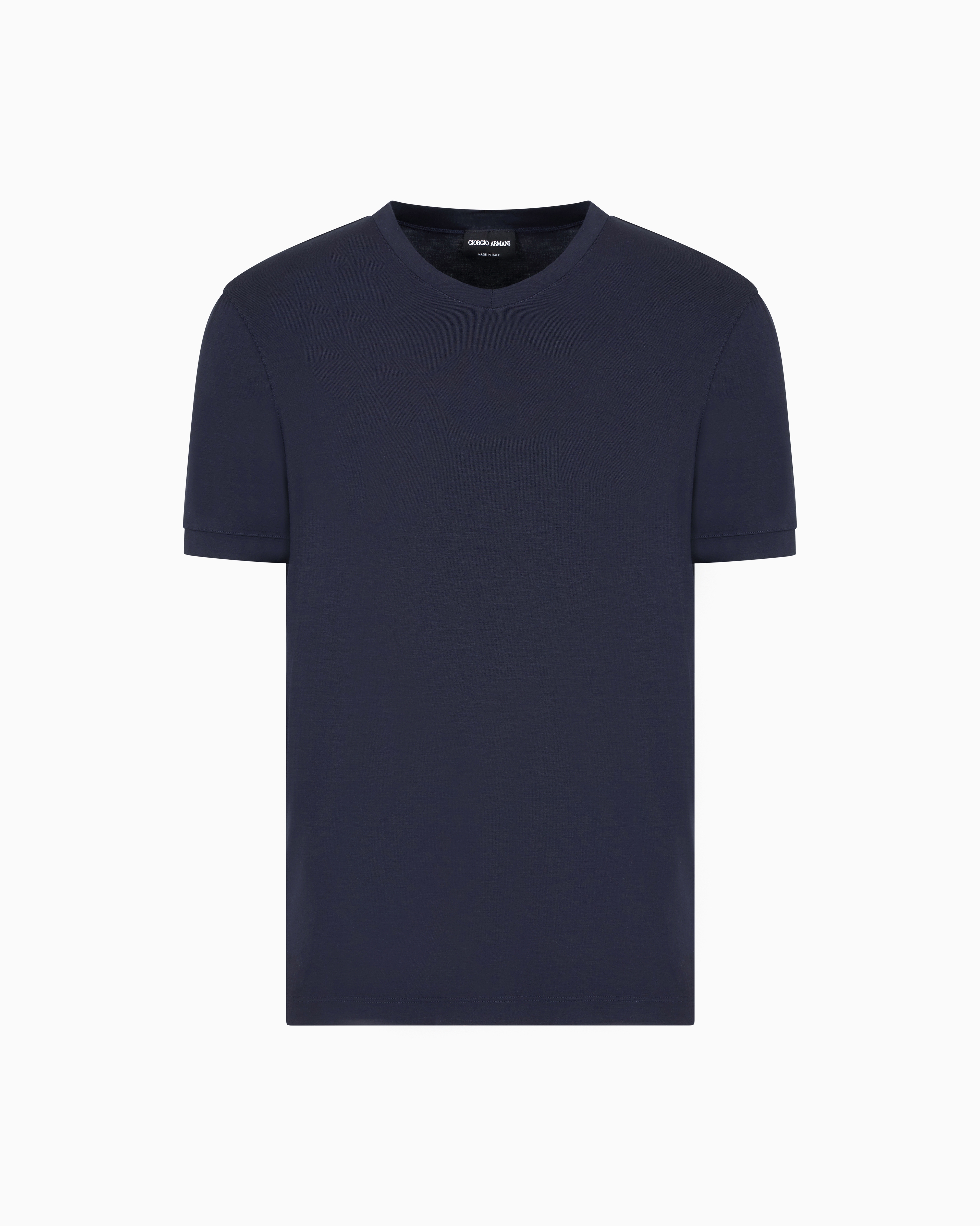 Stretch viscose jersey, V-neck Icon T-shirt | Giorgio Armani US