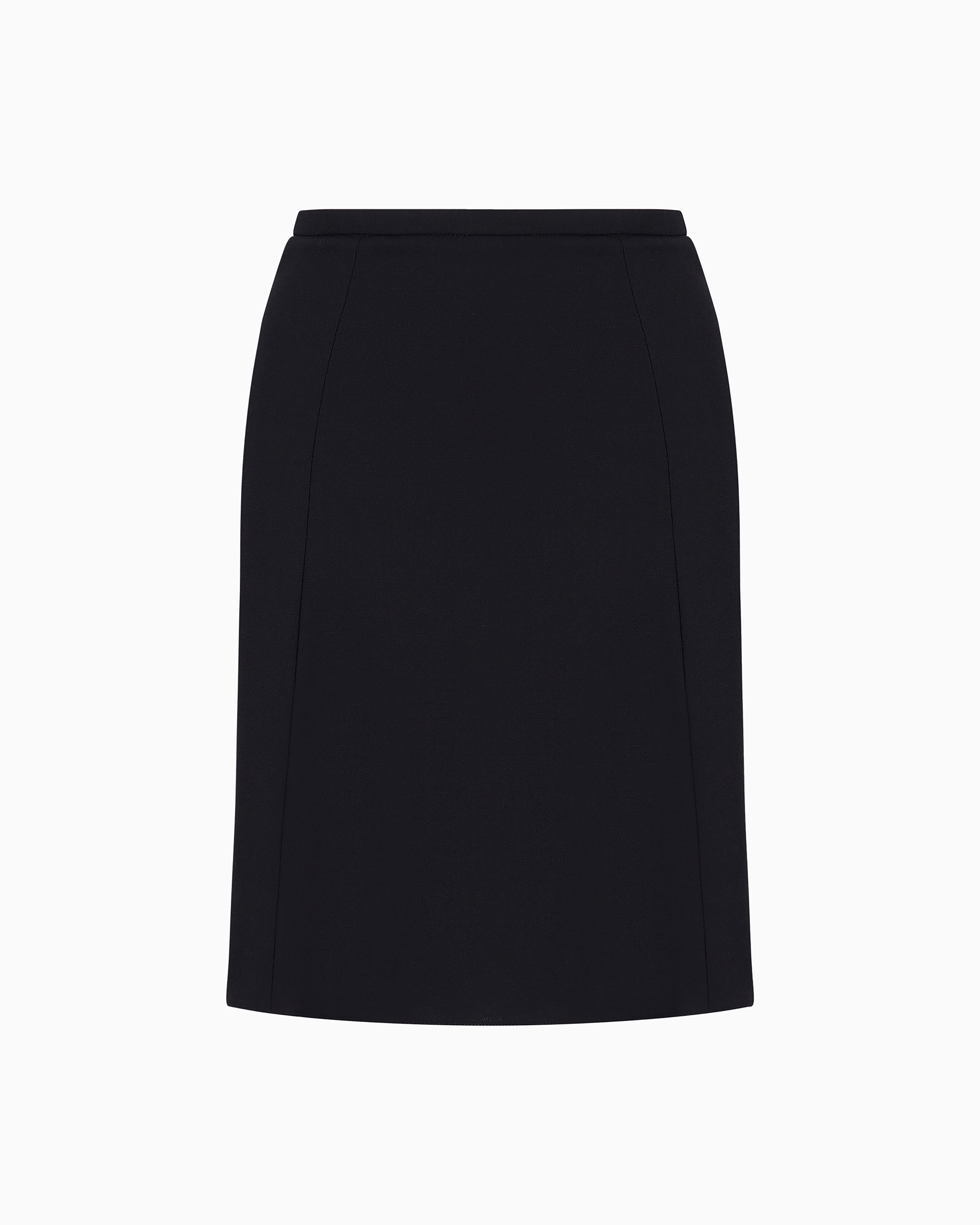Emporio Armani - Barathea-wool flared skirt, Woman, Navy Blue, Size: