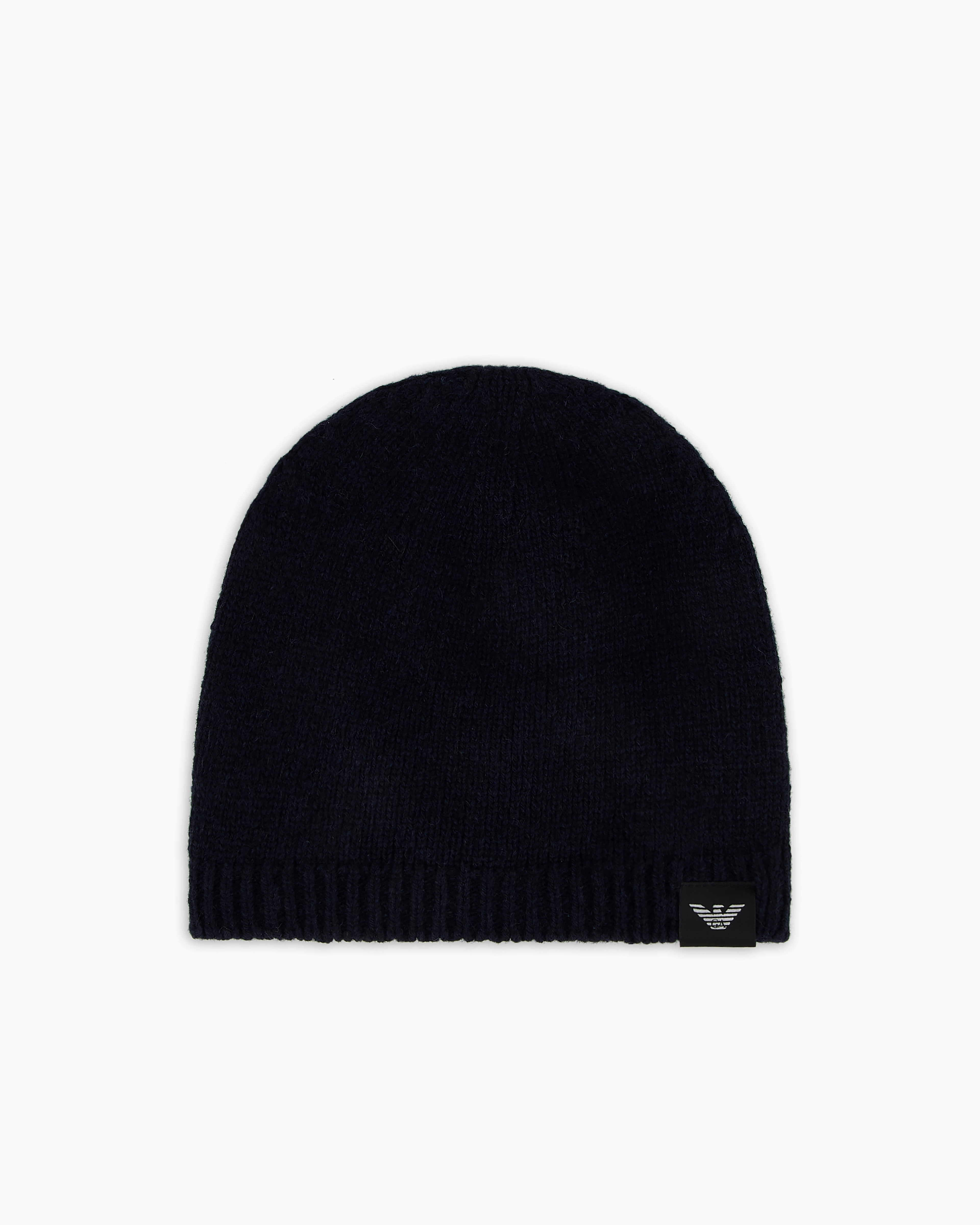 Emporio Armani - Pure cashmere, ribbed beanie, Man, Navy Blue, Size: