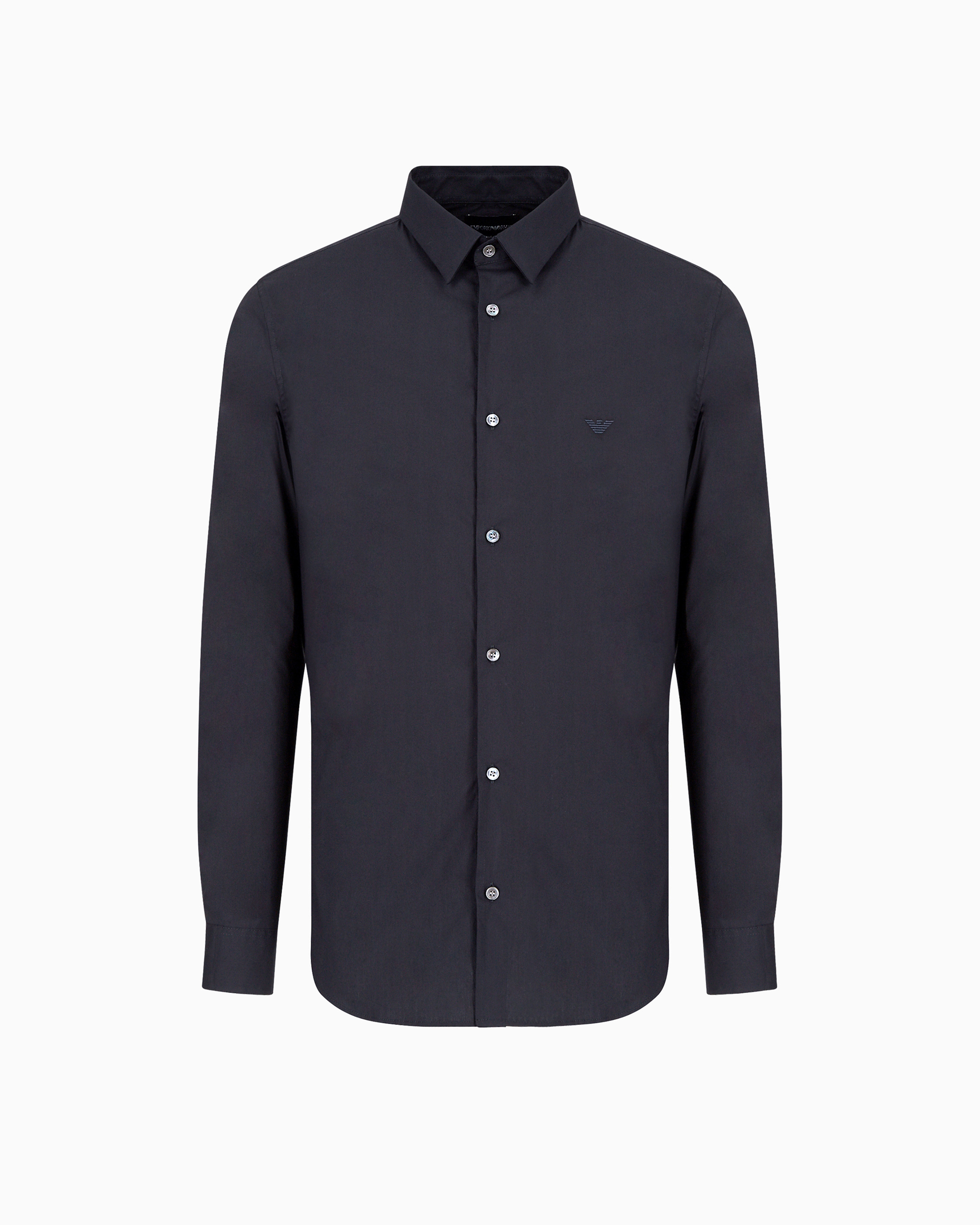 Emporio Armani - Stretch nylon-blend shirt, Man, Navy Blue, Size: