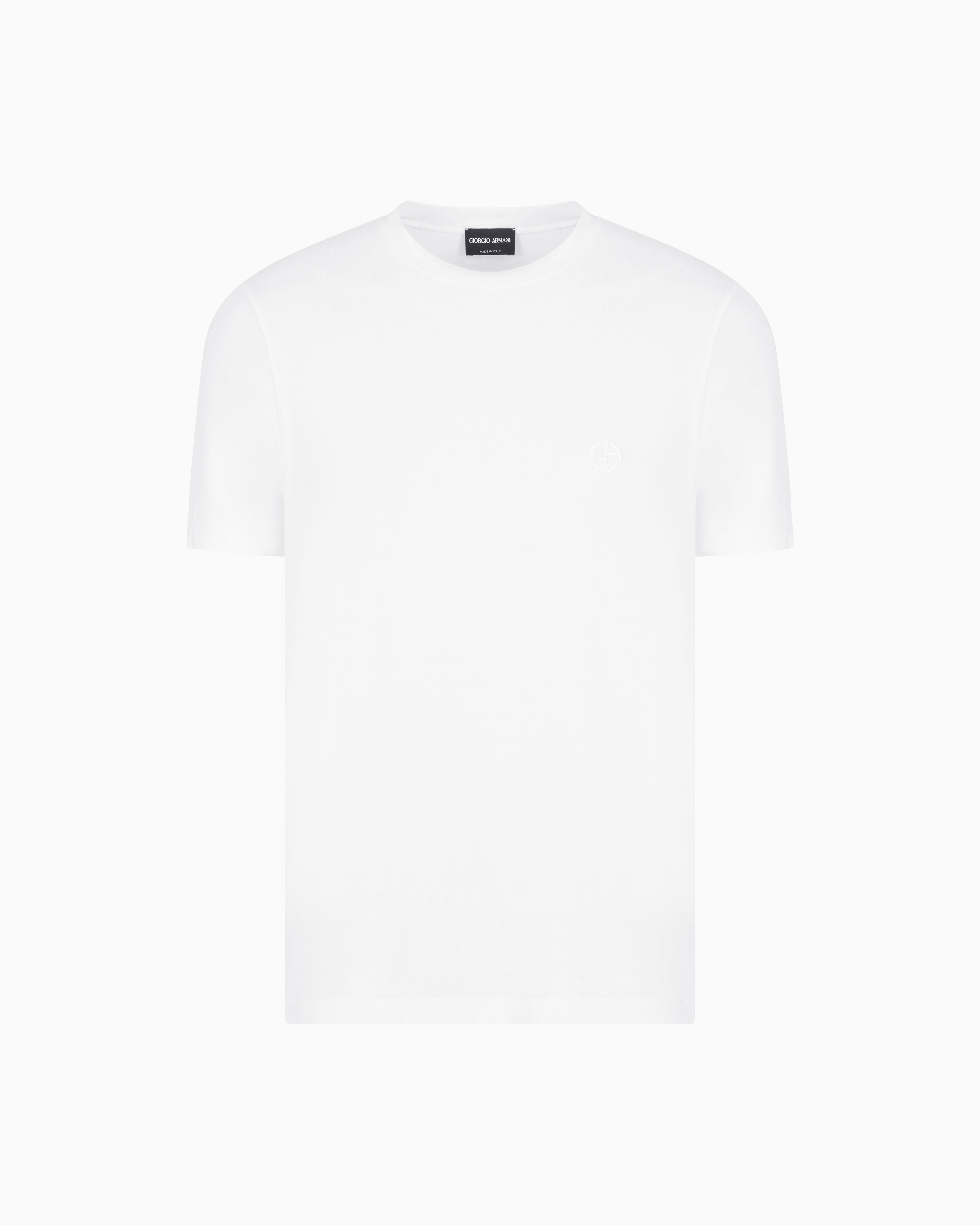 Giorgio Armani White Asv Stretch Viscose Jersey Jumper With Crew Neck And Short Sleeves Size 56