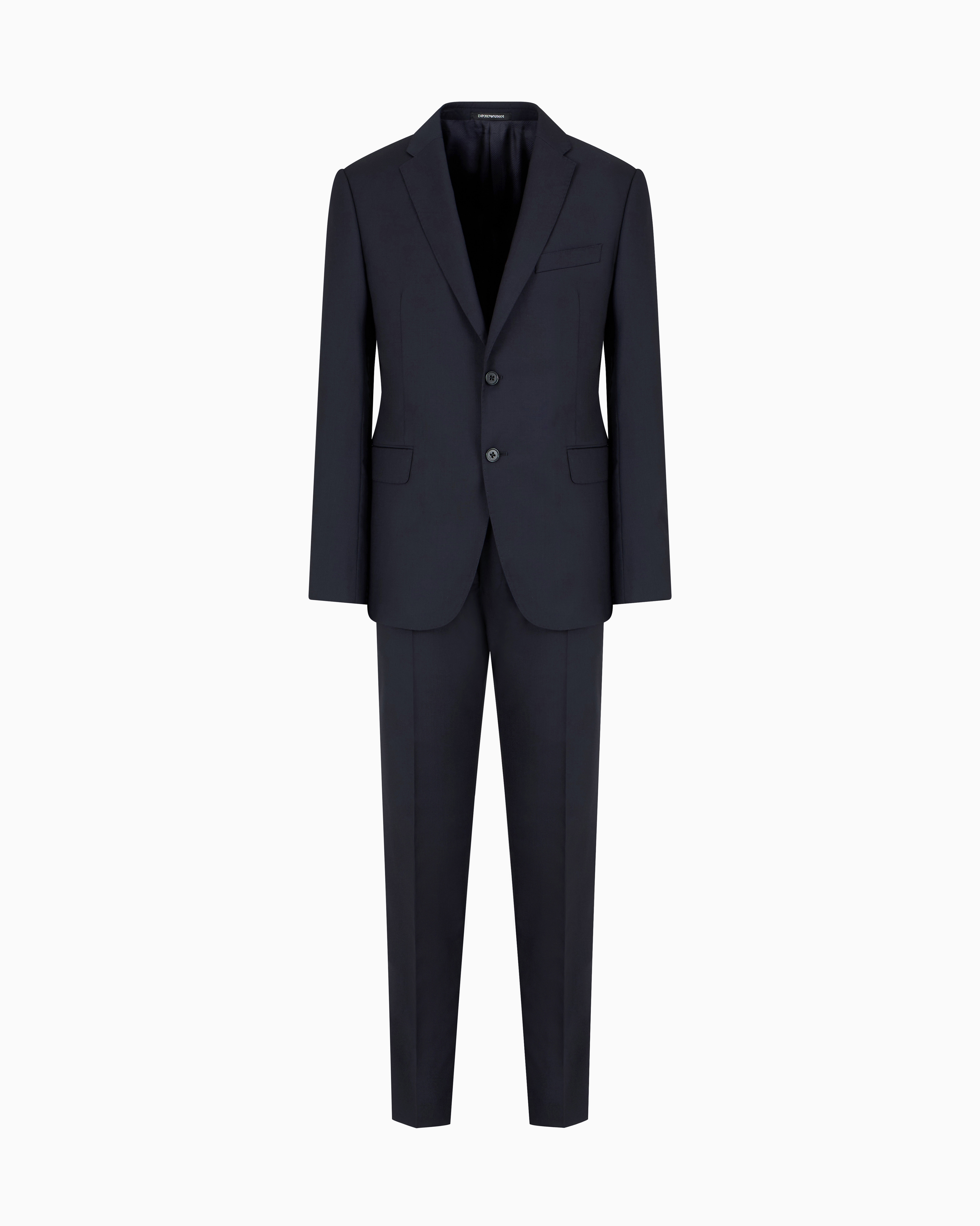 Emporio Armani - Slim-fit, single-breasted suit tone-on-tone micro-striped virgin wool, Man, Navy Blue, Size: