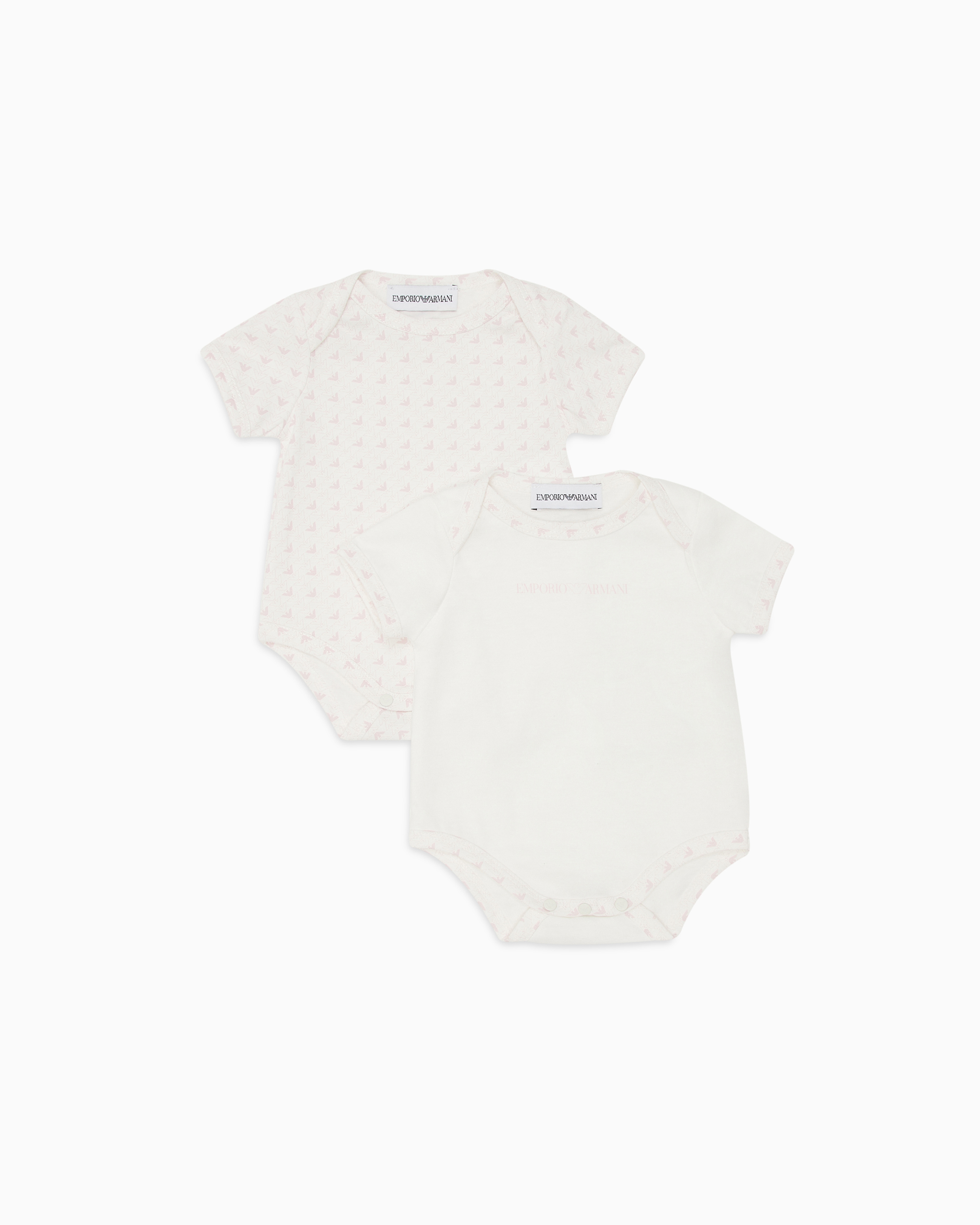 Emporio Armani - Pack of two jersey bodysuits with op-art eagles and logo, Unisex Junior, Pink, Size: