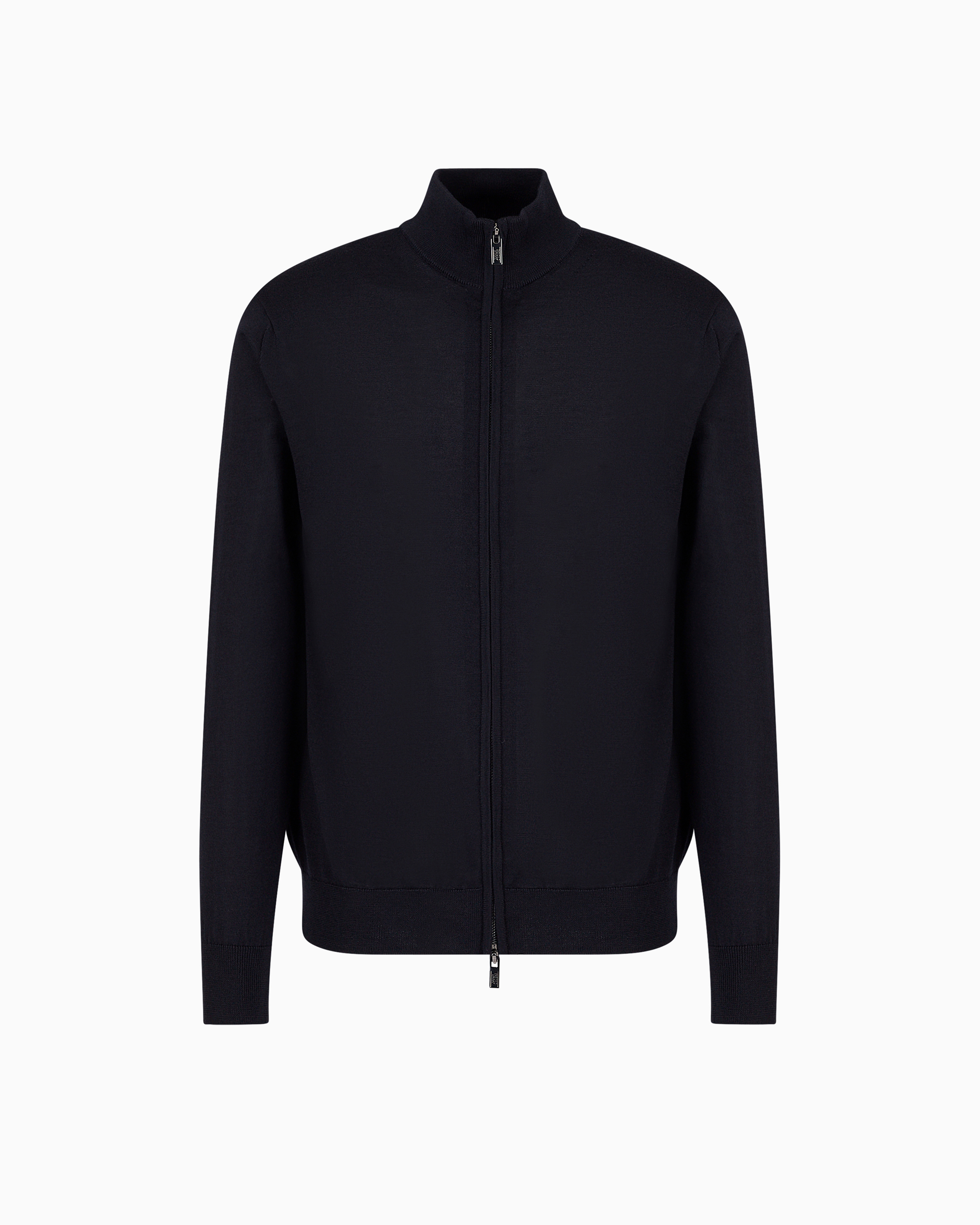 Emporio Armani - Virgin-wool full-zip cardigan, Man, Navy Blue, Size: