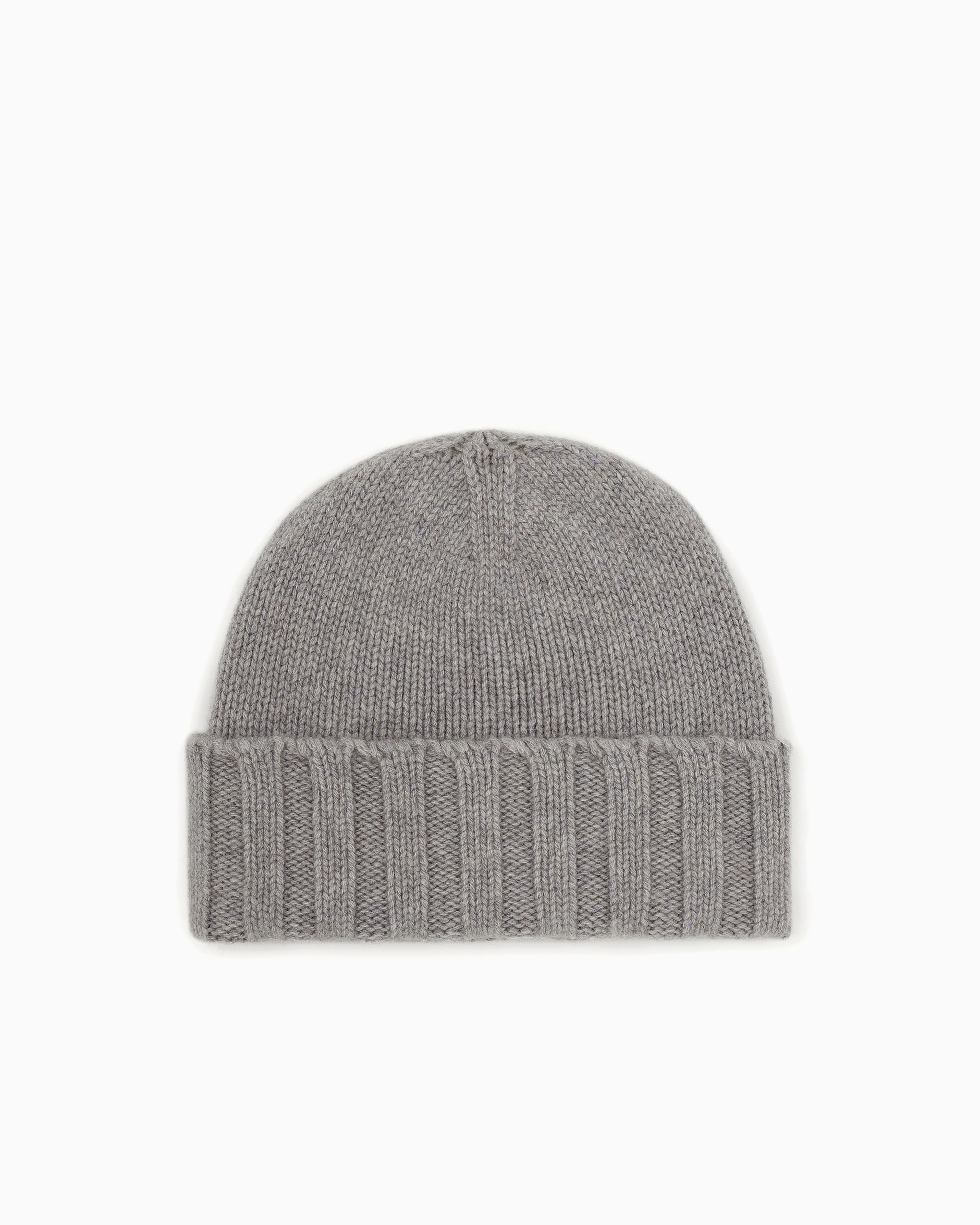 Emporio Armani - Ribbed cashmere beanie, Woman, Grey, Size: